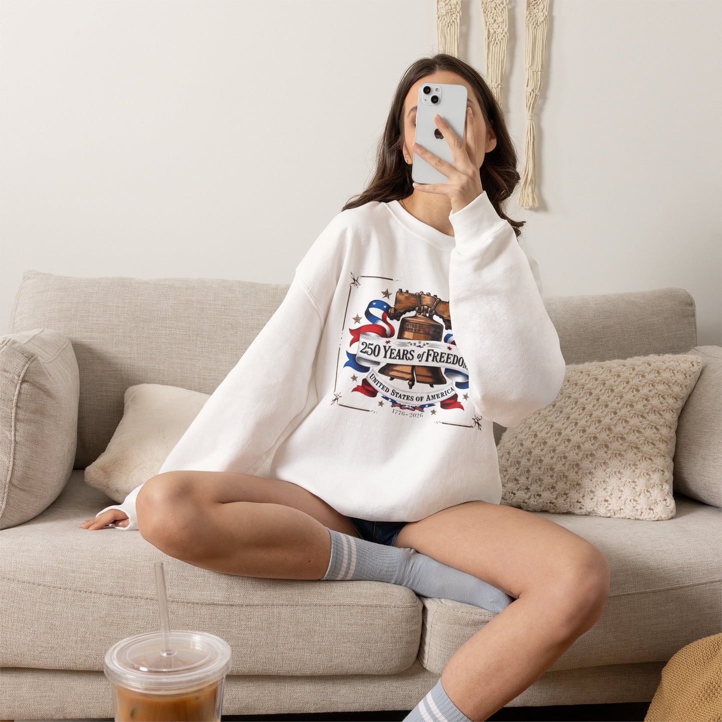 #250 250 Years of Freedom Liberty Bell Crewneck Sweatshirt