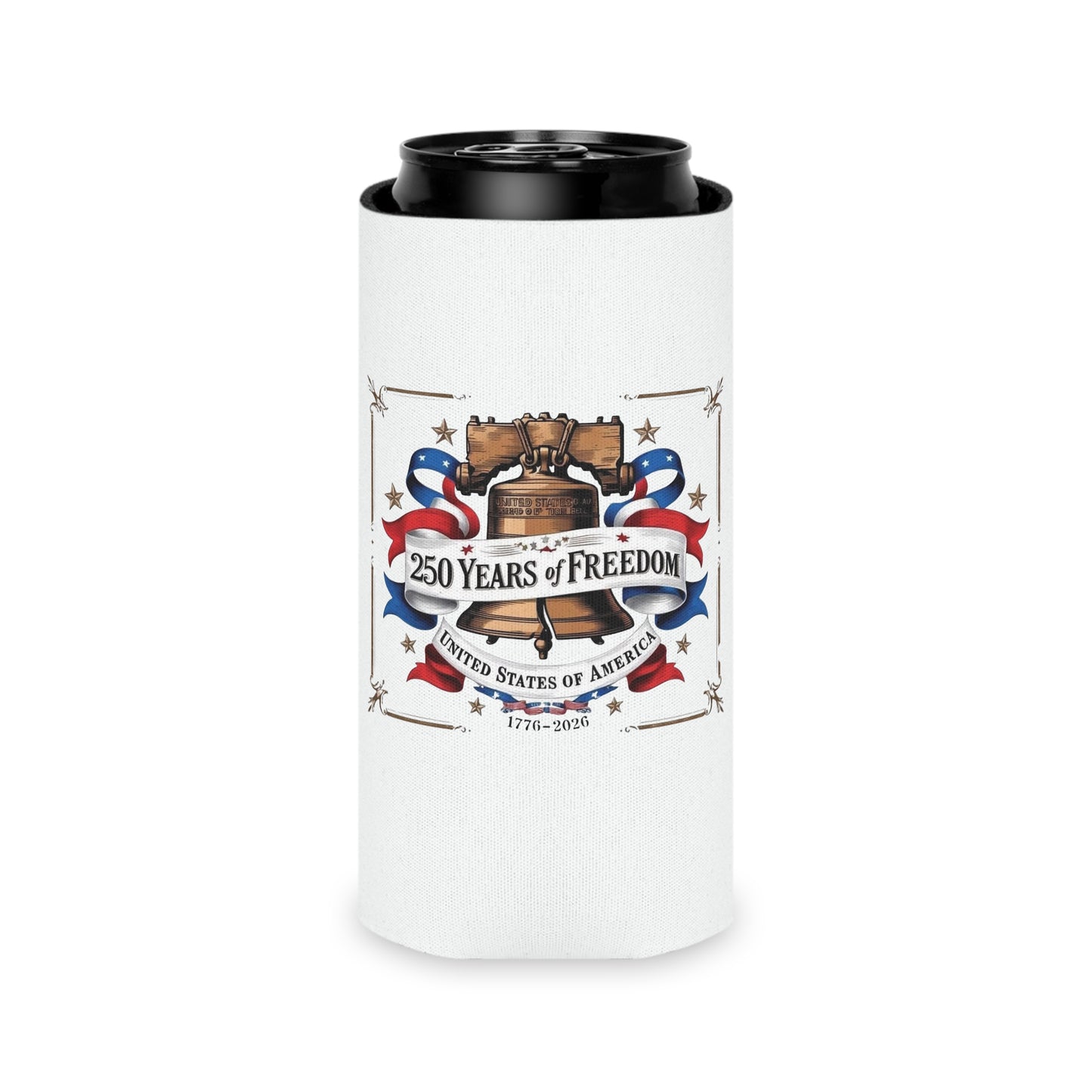 #250 250 Years of Freedom Liberty Bell Can Cooler - Beverage Koozie
