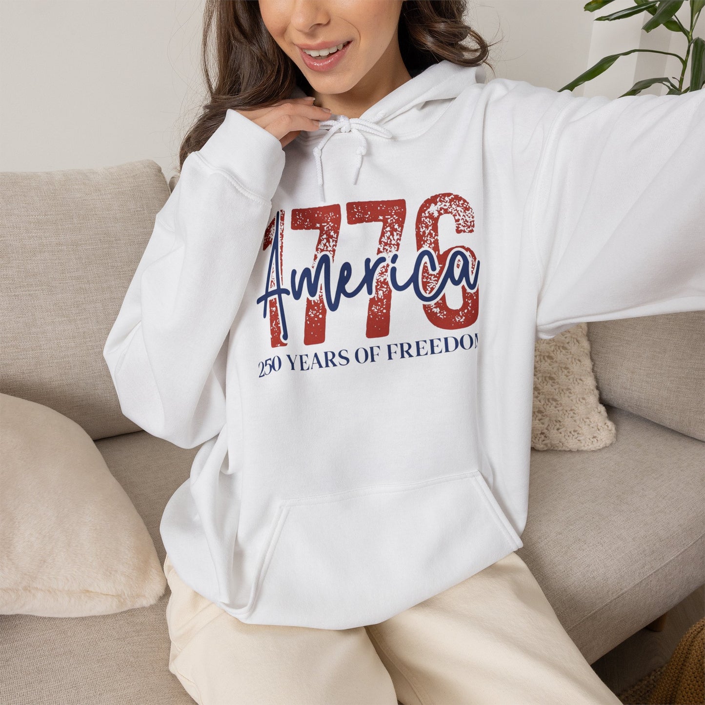 #250 1776 America: 250 Years of Freedom' Patriotic Independence Day Hoodie