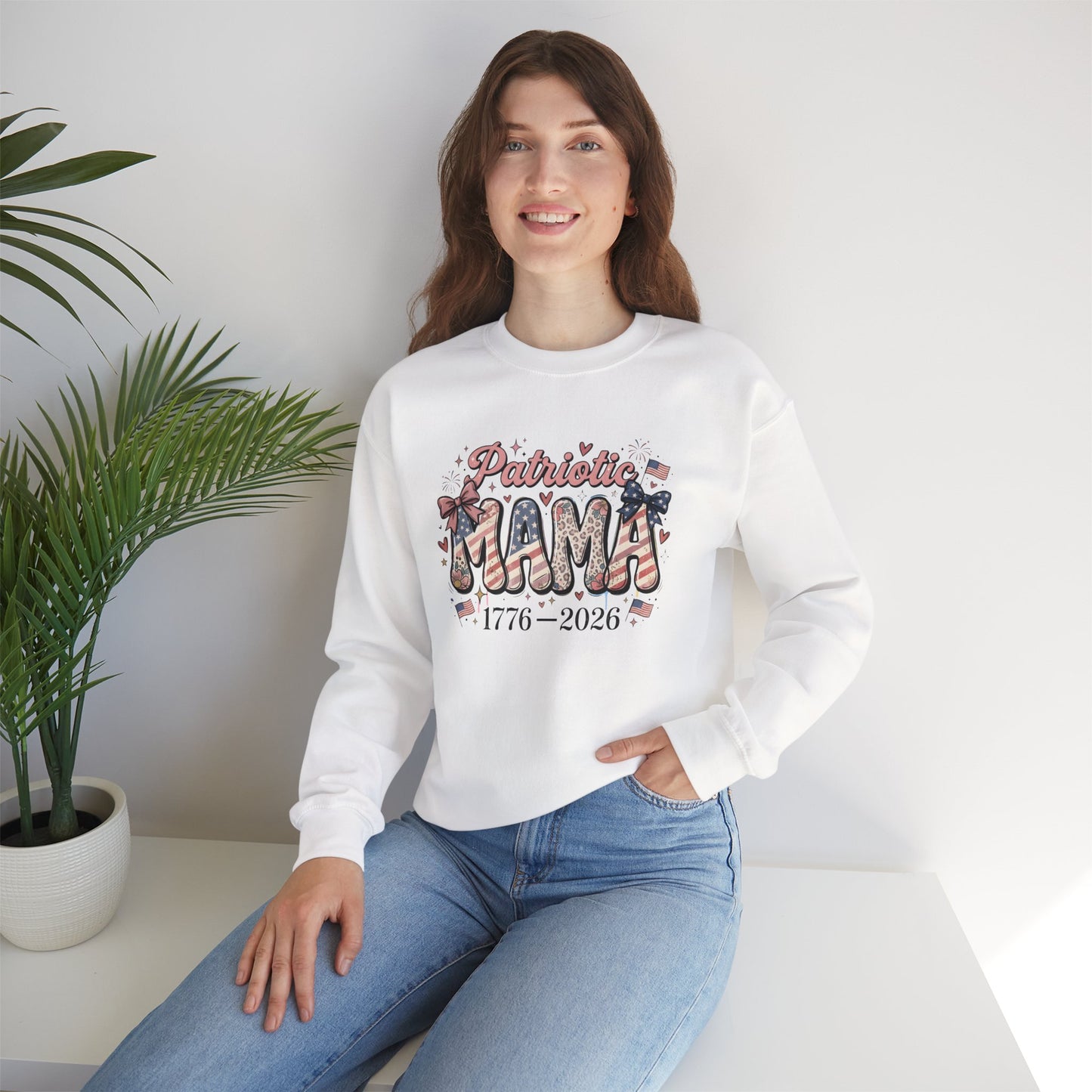#250 Patriotic Mama 1776–2026 American Flag Sweatshirt