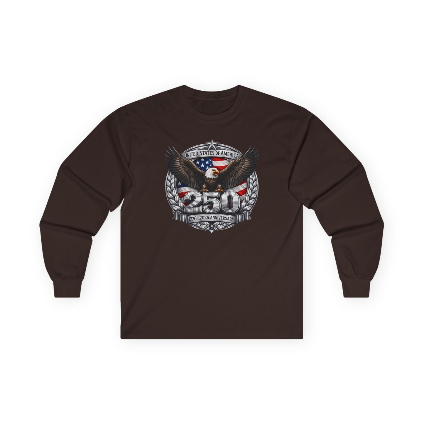 #250 Patriotic Bald Eagle 250 United States Emblem Long Sleeve Tee