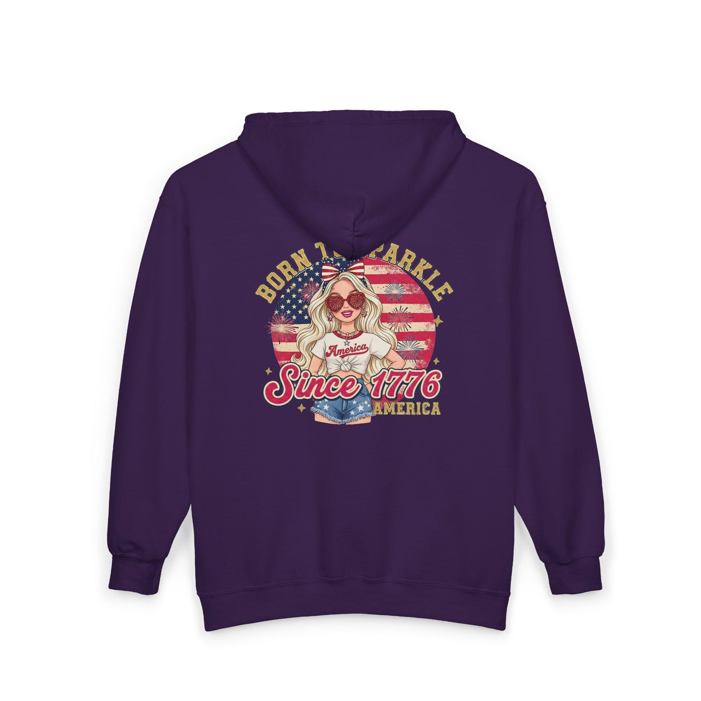 #250 "Born to Sparkle Since 1776" Patriotic Zip Hoodie