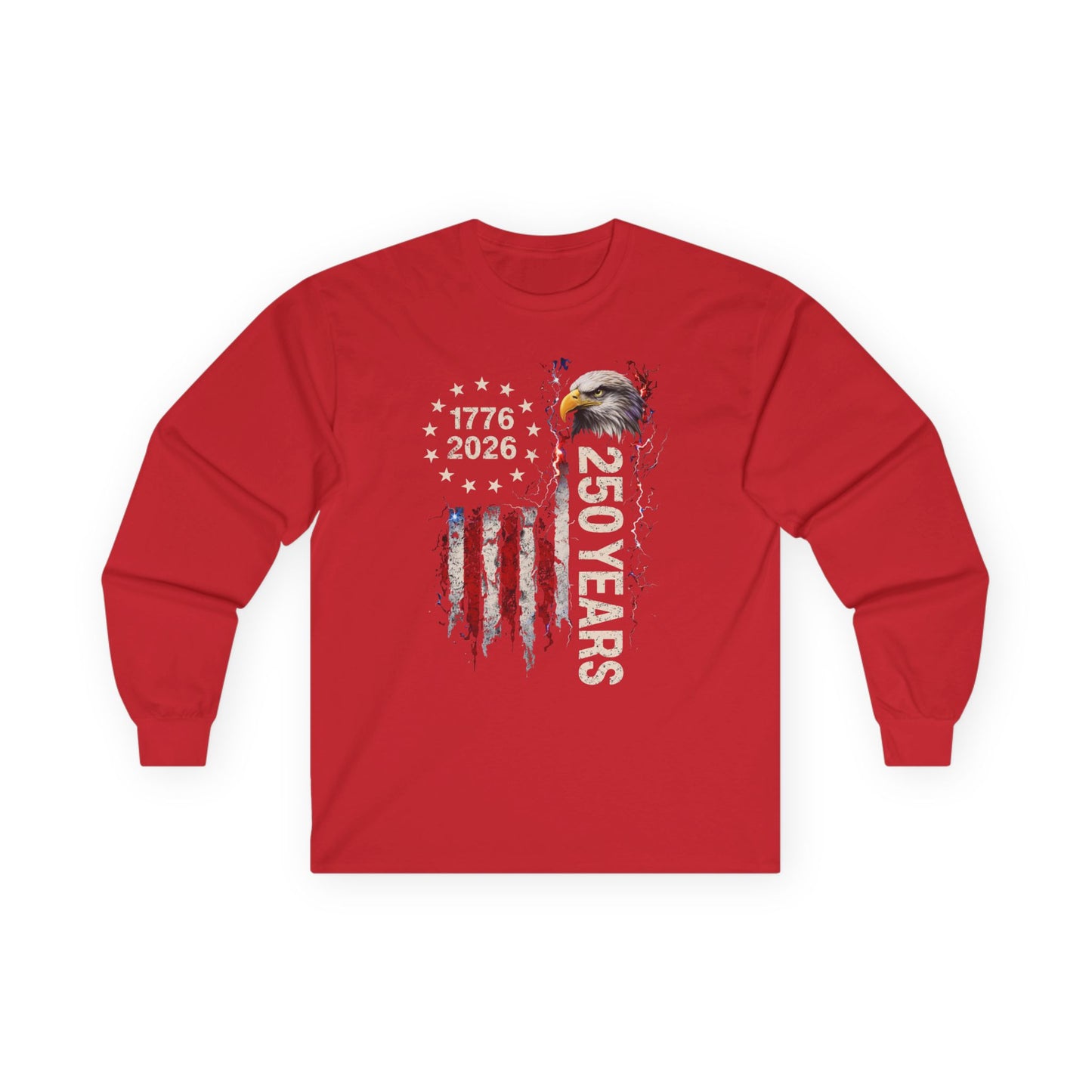 #250 1776-2026 250 Years USA Bicentennial Eagle Long Sleeve Tee