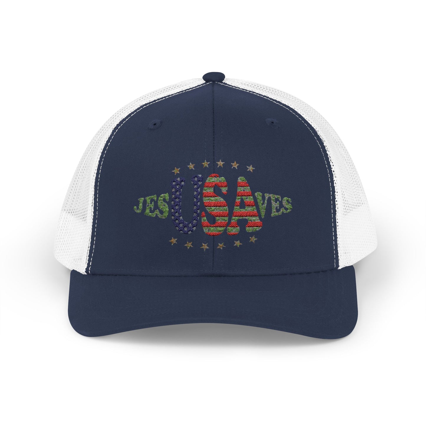JesUSAves Patriotic Snapback Trucker Cap American Flag Christian Faith