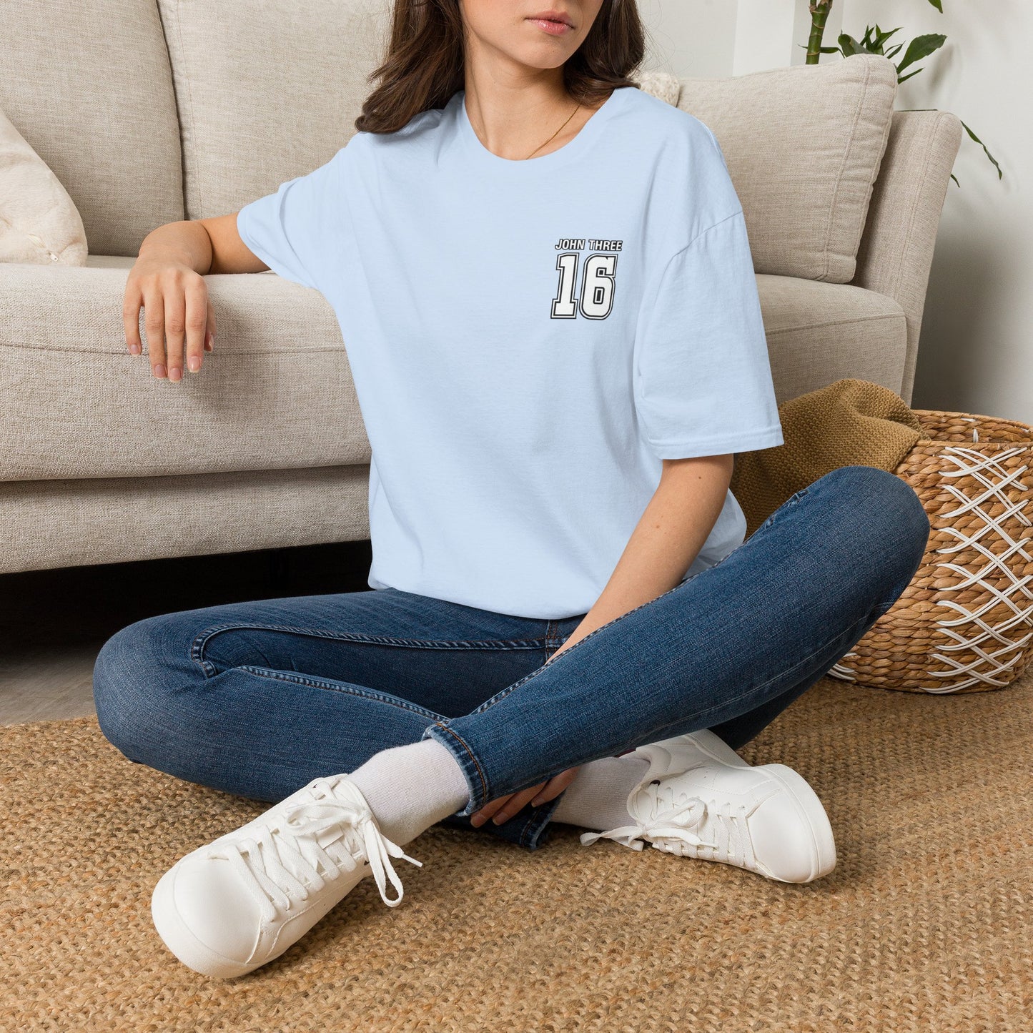 John Three 16 Chest and Back Jersey Print with Scripture Tee
