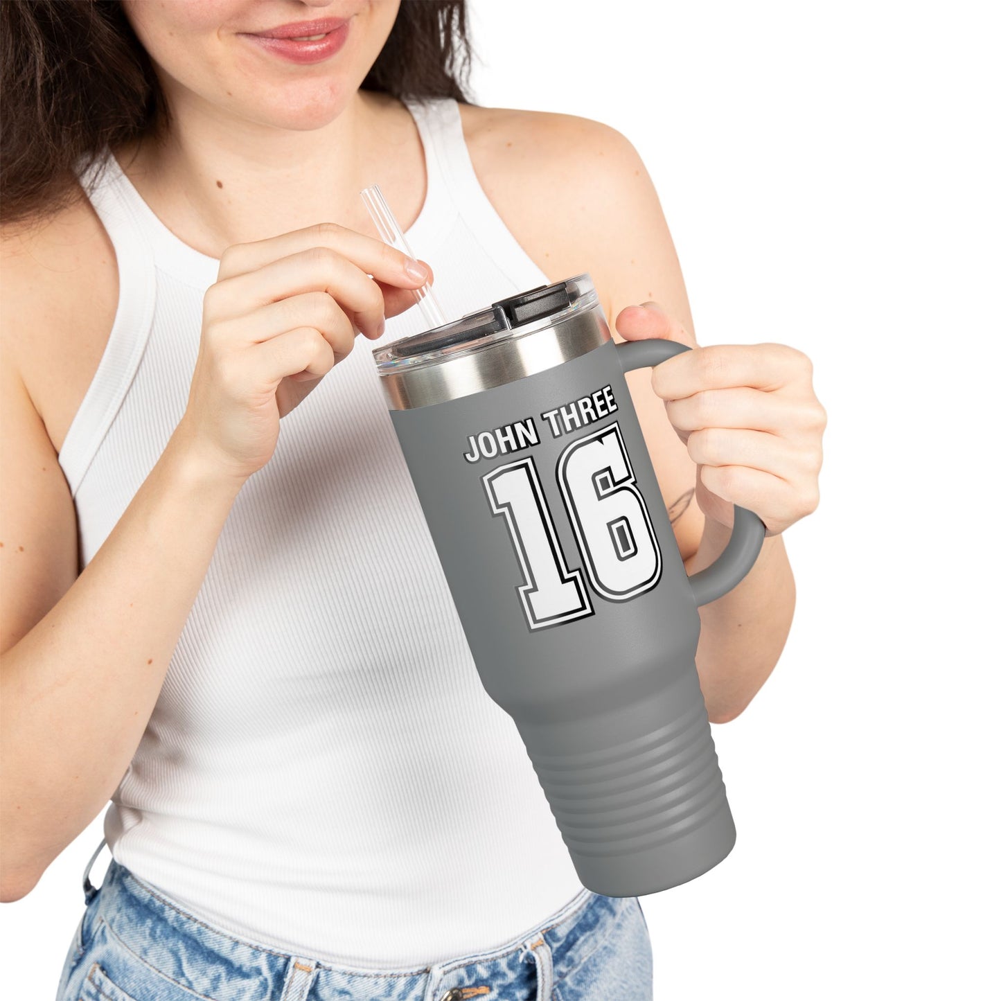 John Three 16 40oz Insulated Travel Mug — Stainless Steel Tumbler, Leak‑Resistant Cold & Hot Cup for Travel