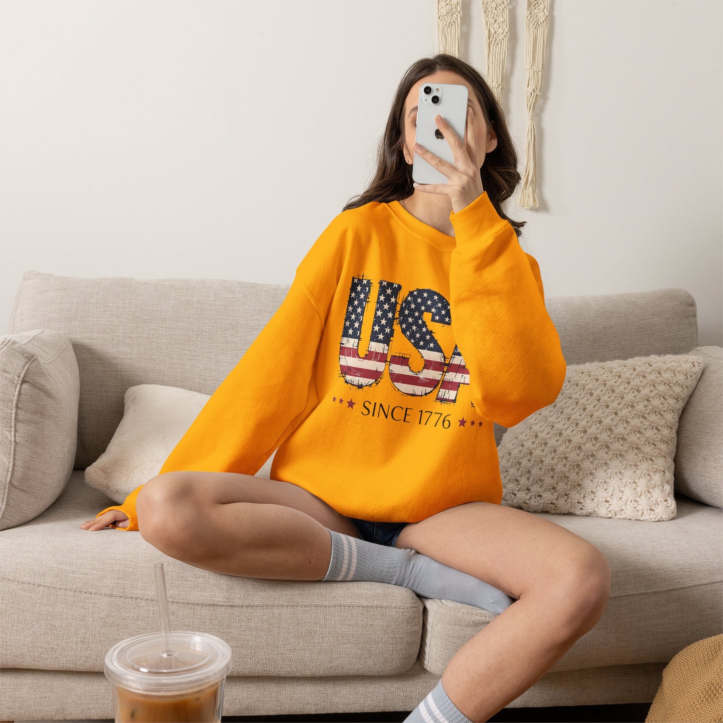 #250 USA Flag "USA Since 1776" Patriotic Crewneck Sweatshirt