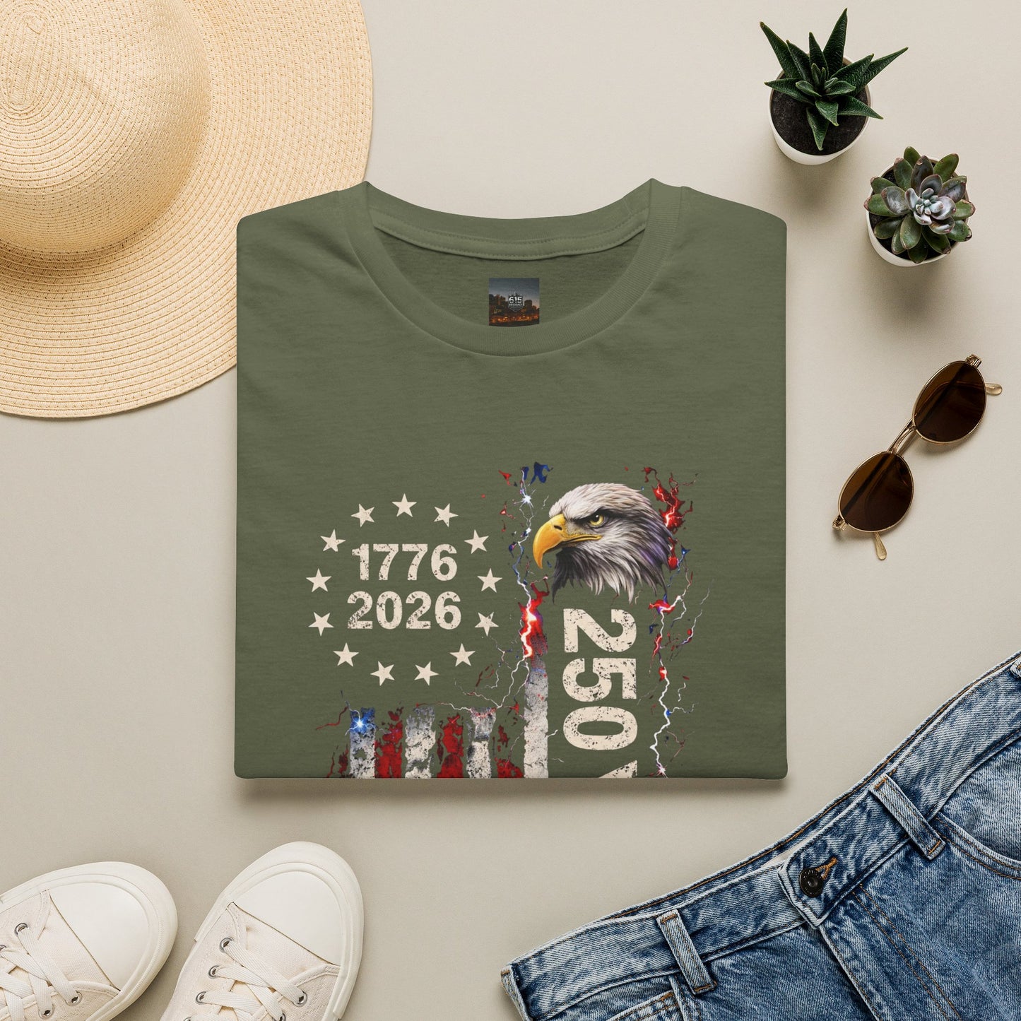 #250 1776-2026 250 Years USA Bicentennial Eagle T-Shirt