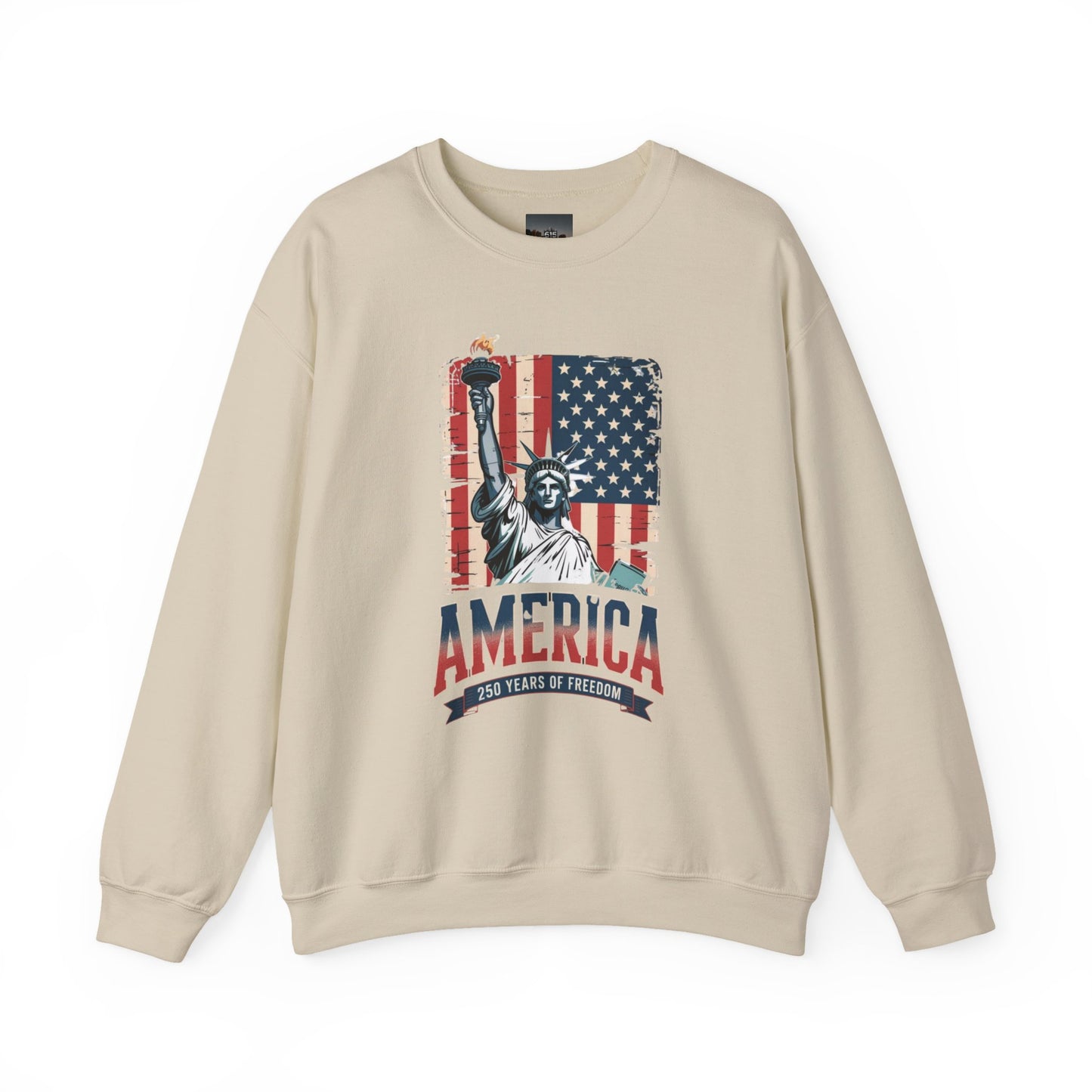 #250 Statue of Liberty American Flag 'America' Patriotic Independence Day Crewneck Sweatshirt