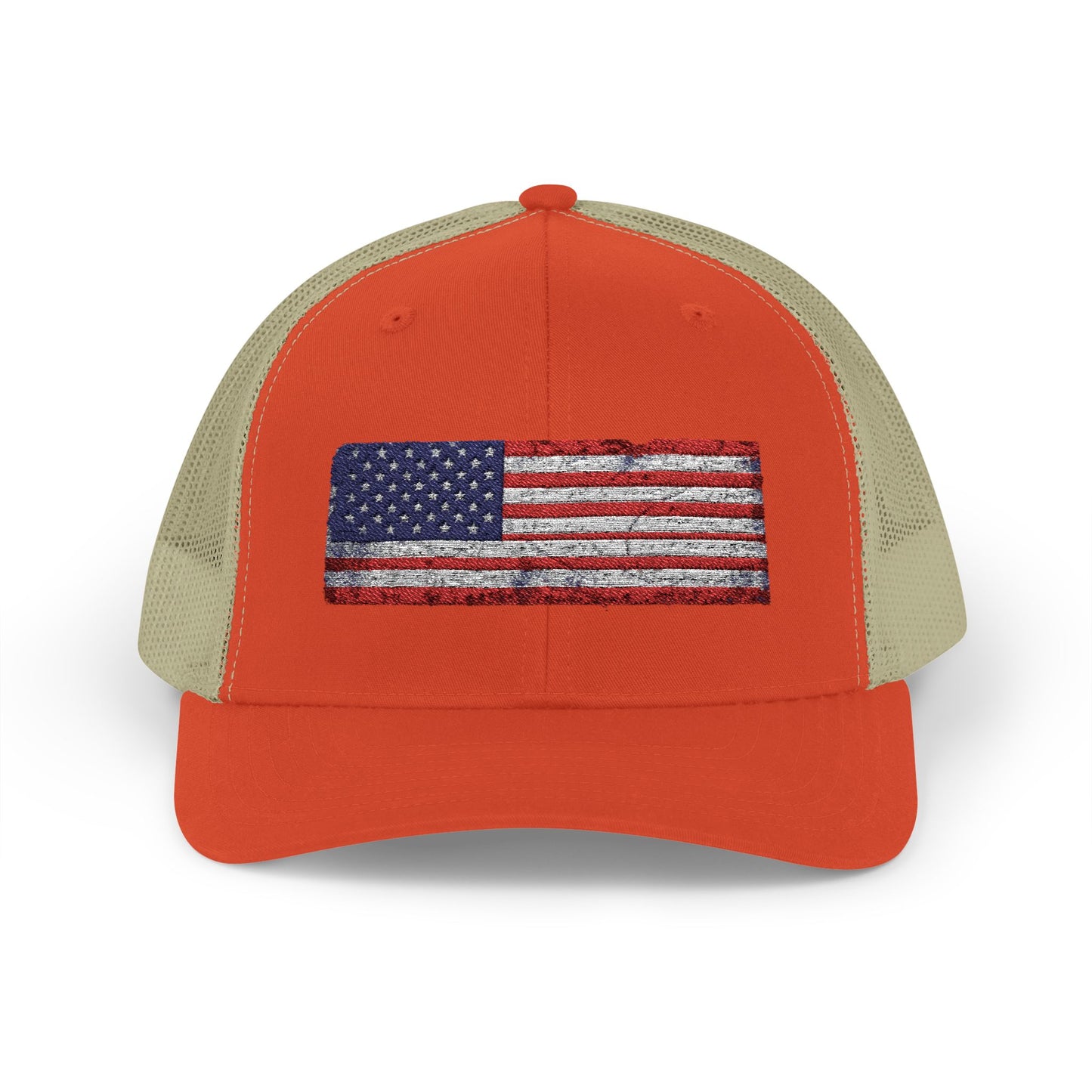 #250 Distressed American Flag Snapback Trucker Cap