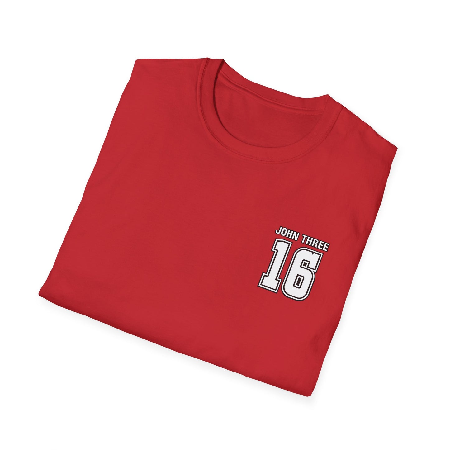 John Three 16 Chest and Back Jersey Print with Scripture Tee
