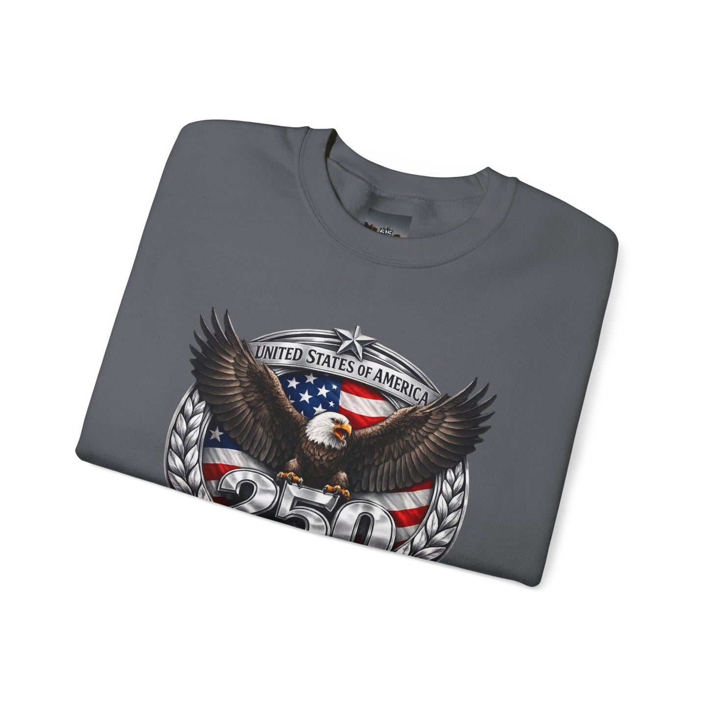 #250 Patriotic Bald Eagle 250 United States Emblem Crewneck Sweatshirt