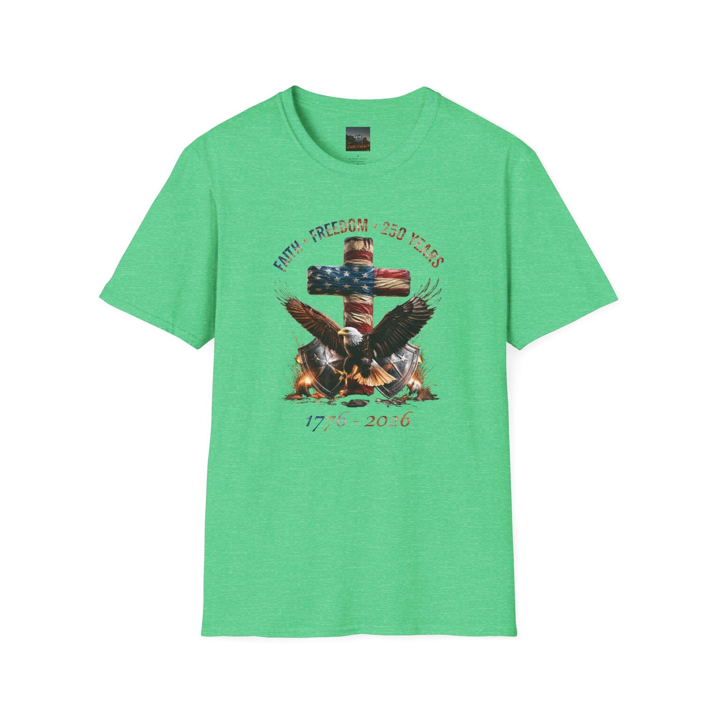 #250 Faith • Freedom 250 Years American Flag Cross & Eagle 1776-2026 T-Shirt