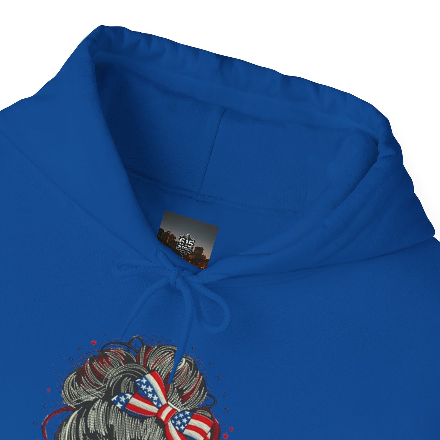 #250 "All American Girl" Patriotic Messy Bun Hoodie