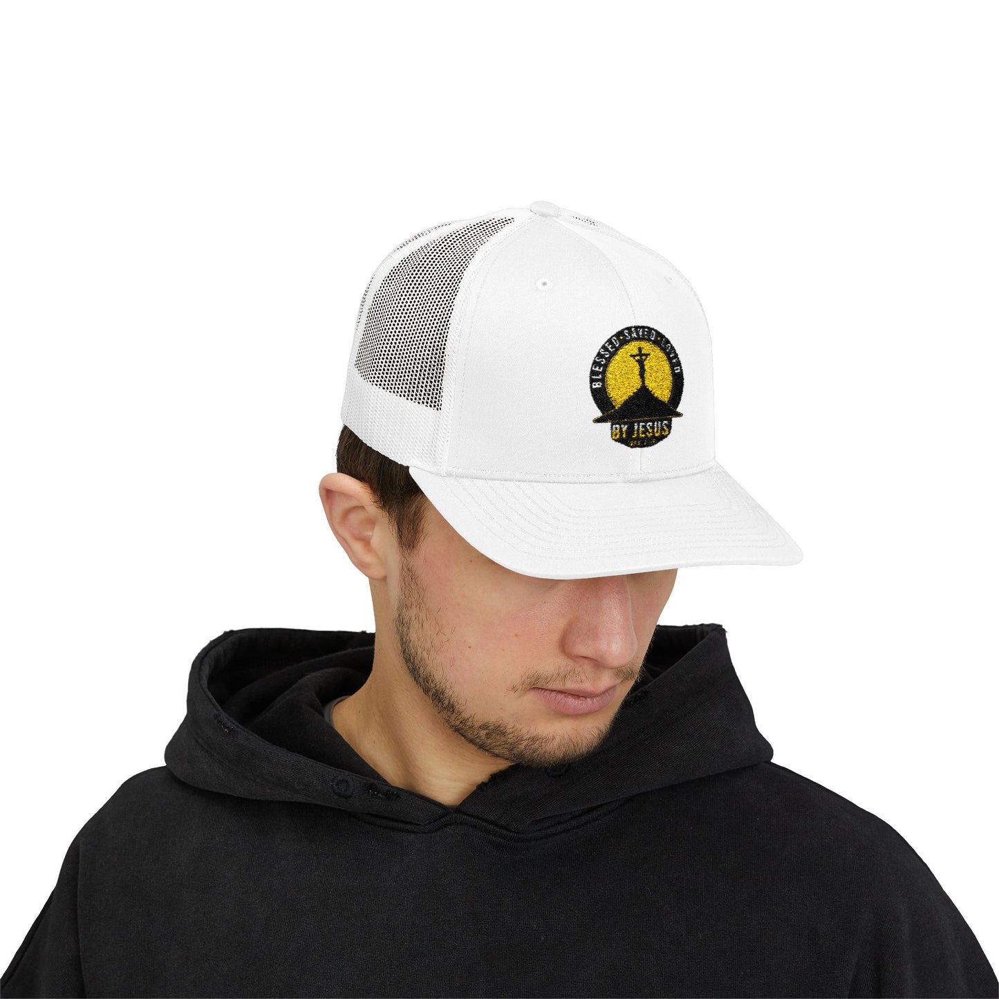 Blessed • Saved • Loved by Jesus Christian Trucker Cap - Embroidered Snapback