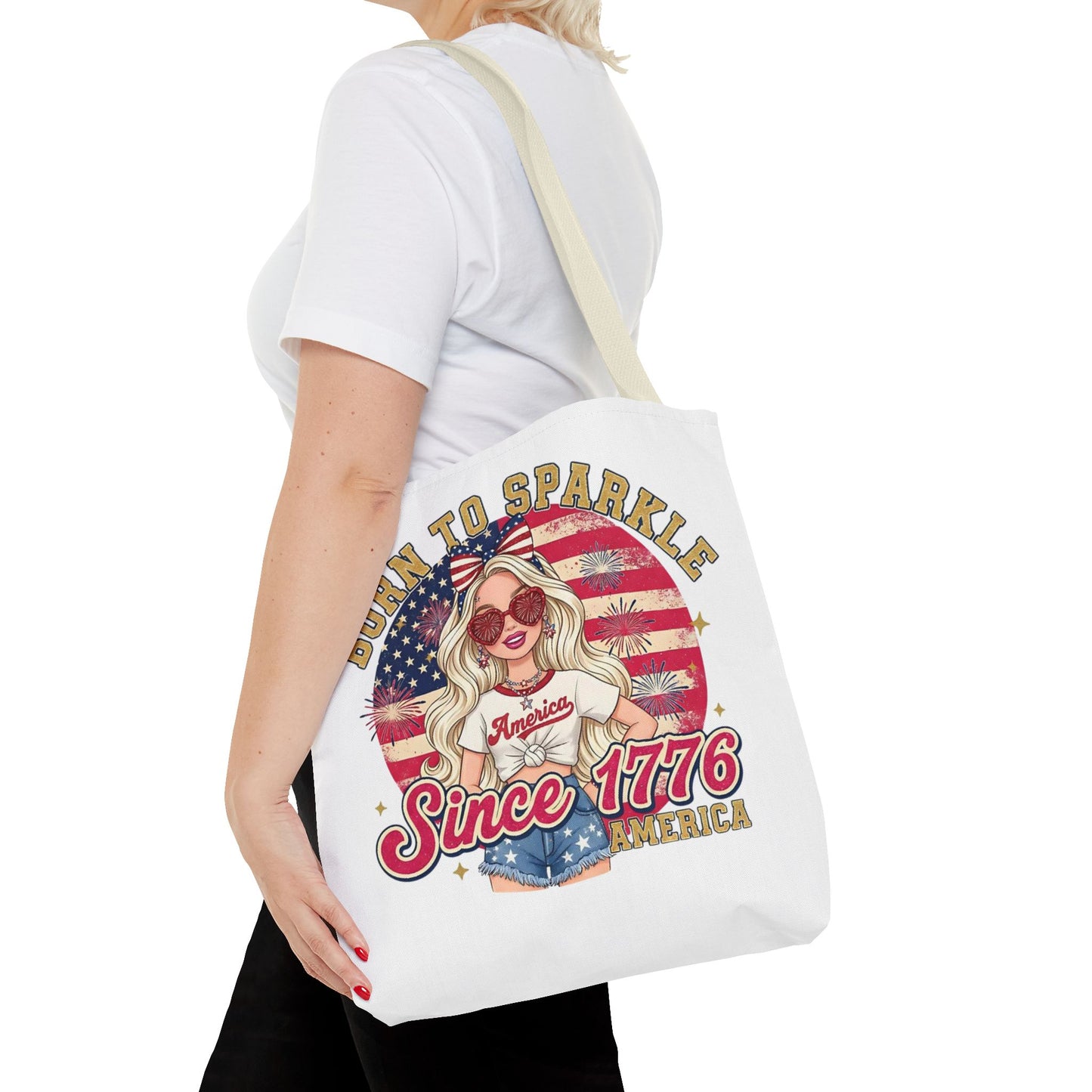 #250 "Born to Sparkle Since 1776" Patriotic Tote Bag