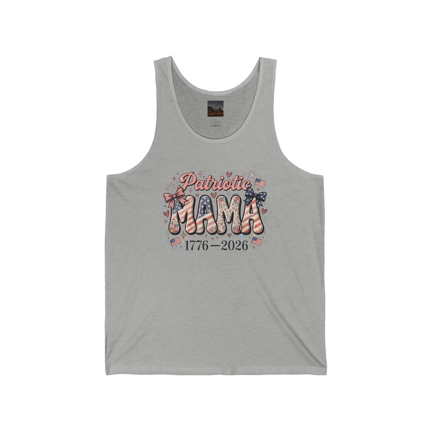 #250 Patriotic Mama 1776–2026 American Flag Tank Top