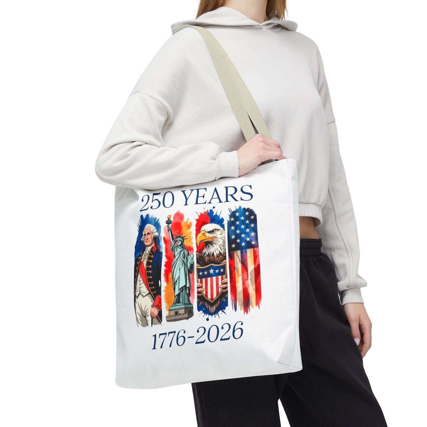 #250 250 Years American History Celebration 1776–2026 Patriotic Tote Bag