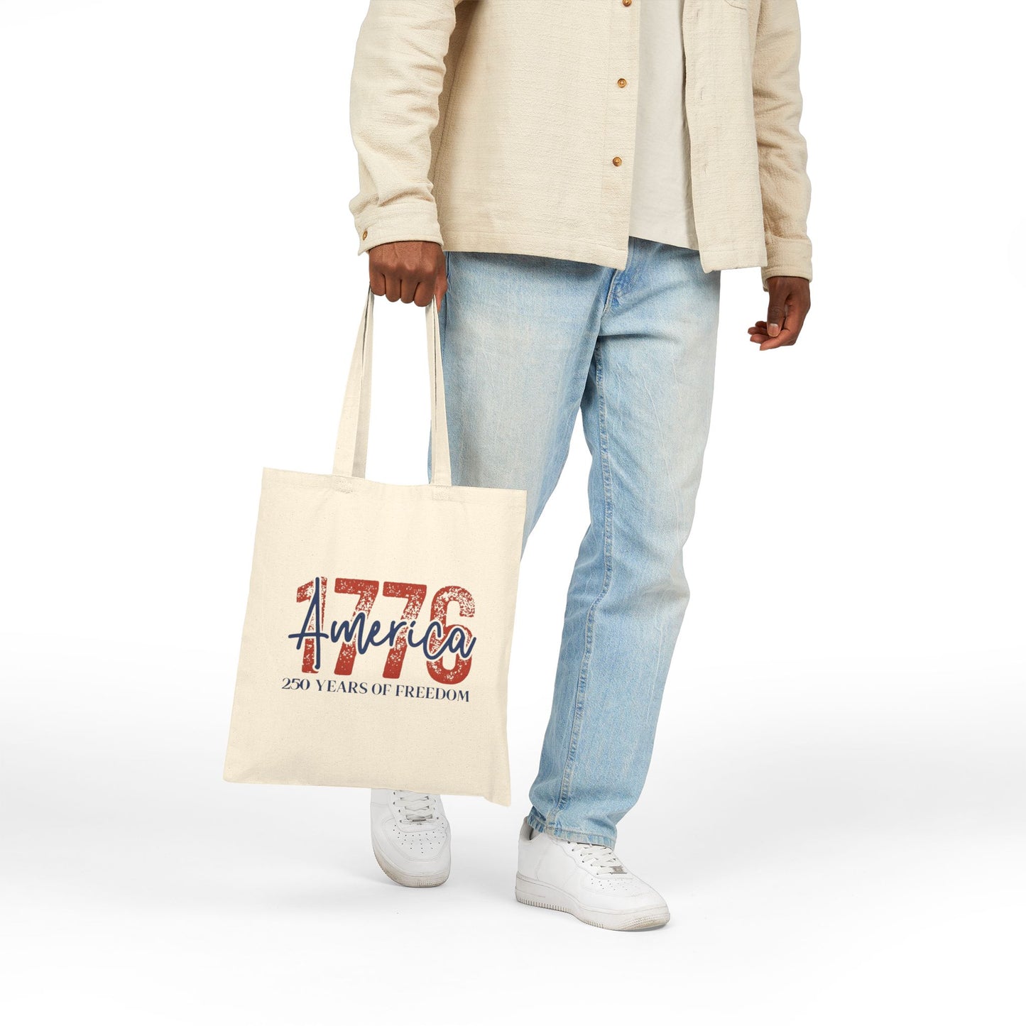#250 1776 America: 250 Years of Freedom' Patriotic Independence Day Canvas Tote