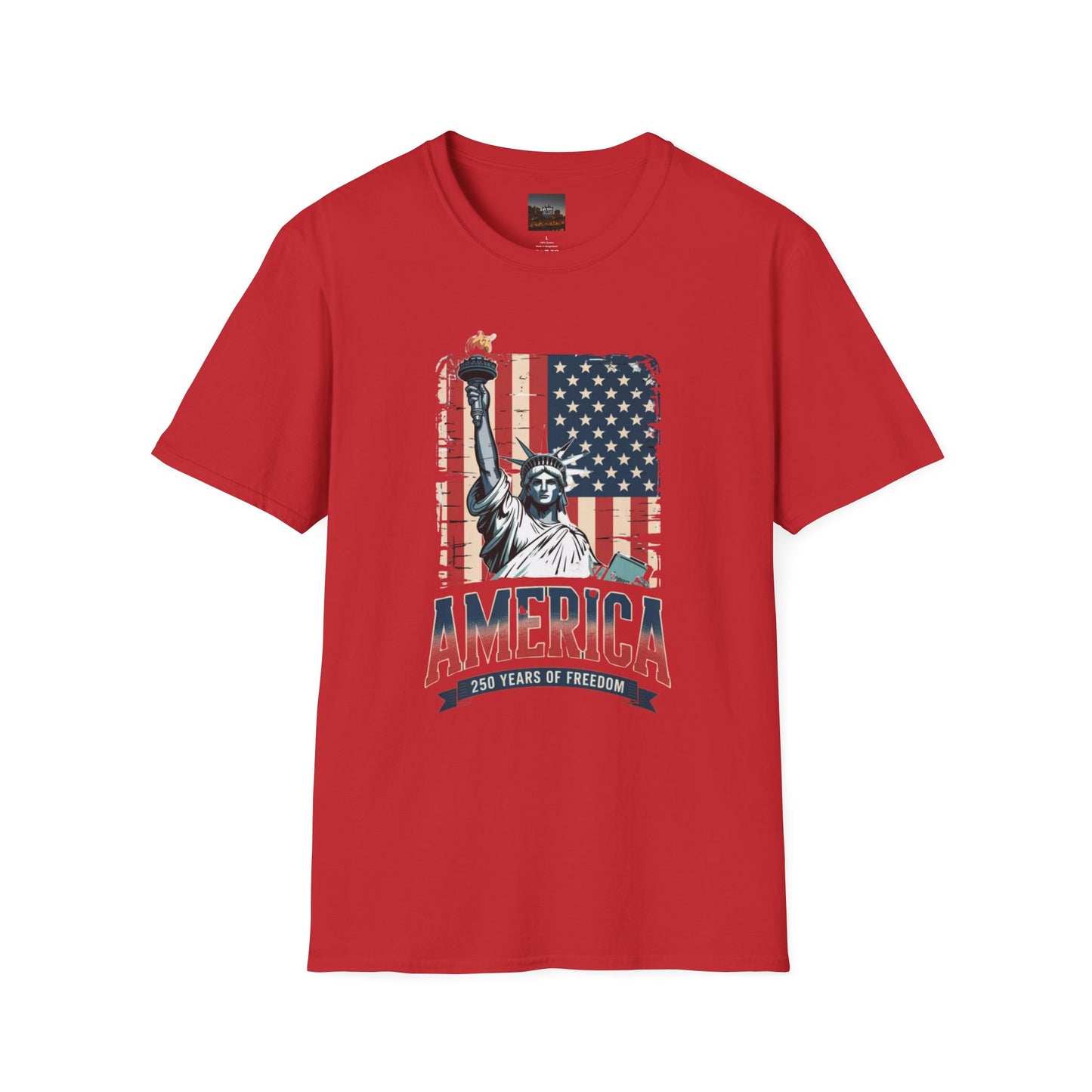 #250 Statue of Liberty American Flag 'America' Patriotic Independence Day T‑Shirt