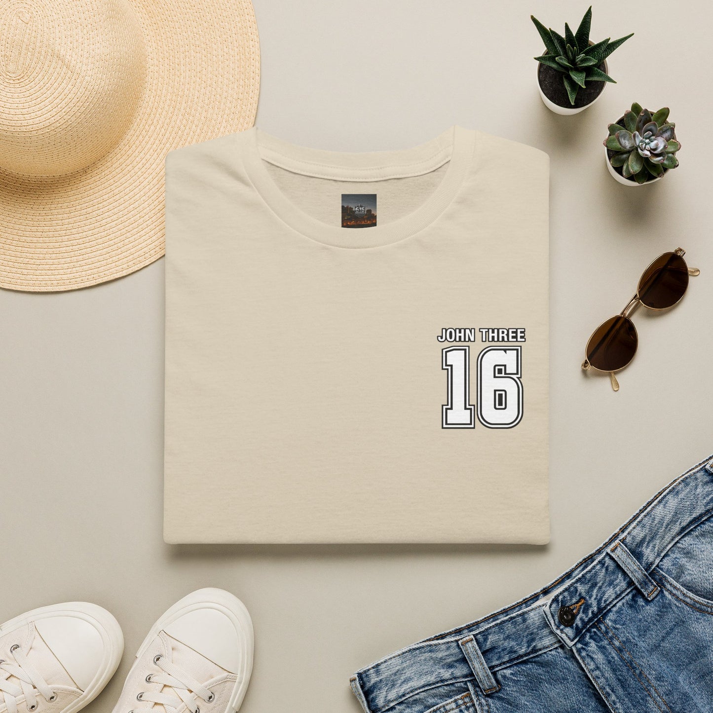 John Three 16 Chest and Back Jersey Print with Scripture Tee