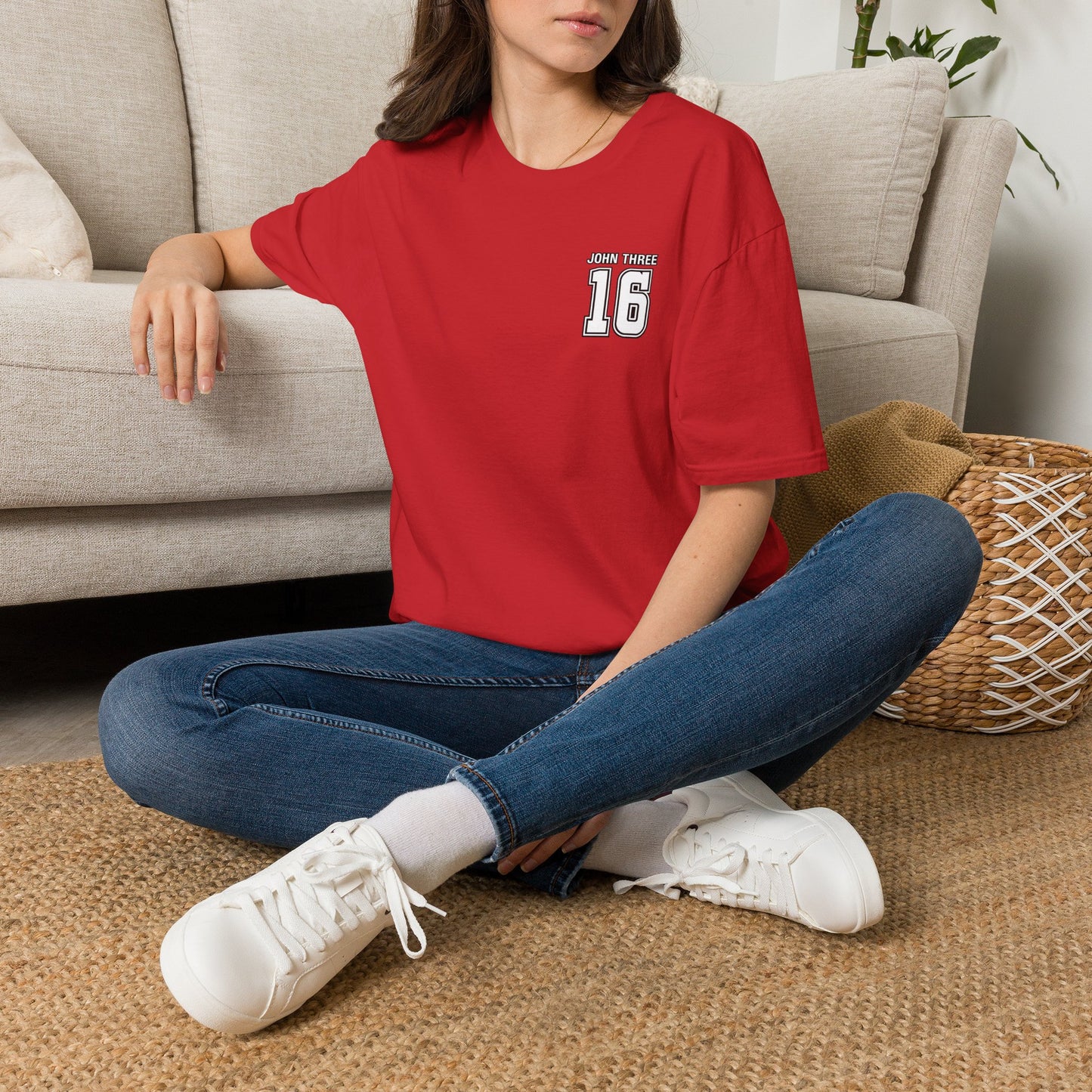 John Three 16 Chest and Back Jersey Print with Scripture Tee