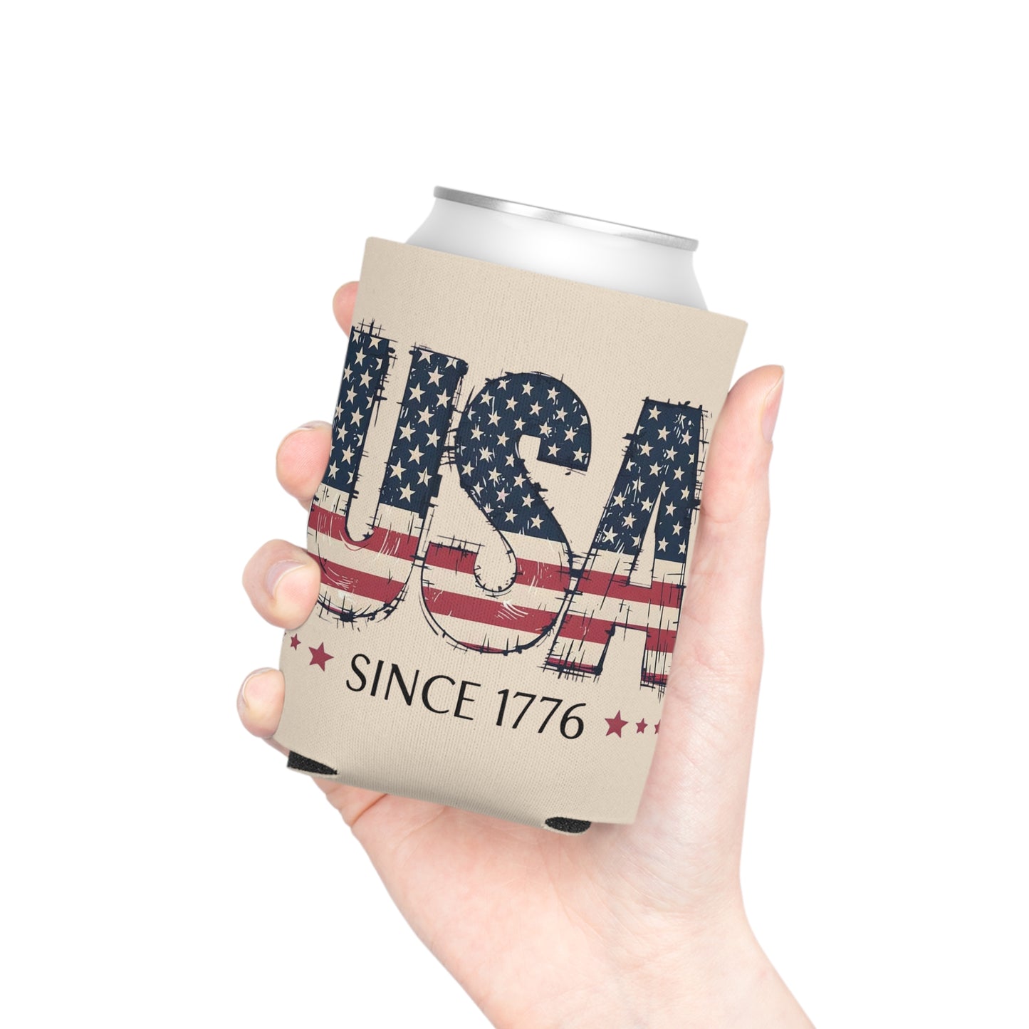 #250 USA Flag "USA Since 1776" Patriotic Can Cooler - Beverage Koozie