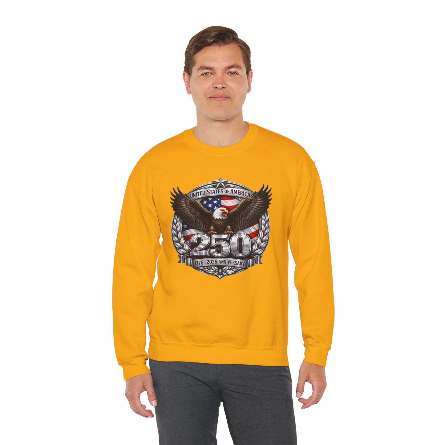 #250 Patriotic Bald Eagle 250 United States Emblem Crewneck Sweatshirt
