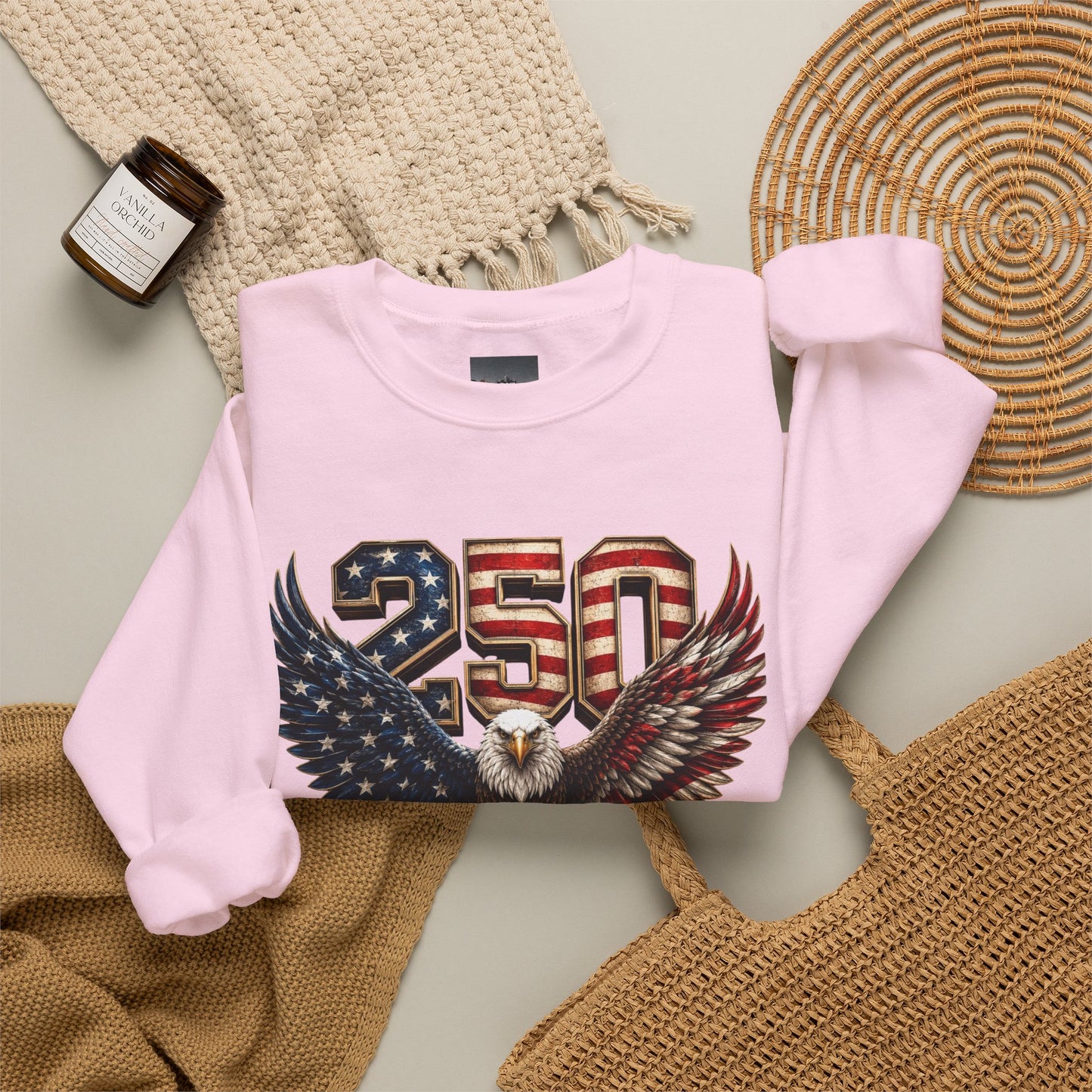 #250 250 Years of Freedom Eagle Patriotic American Flag Anniversary (1776–2026) Crewneck Sweatshirt