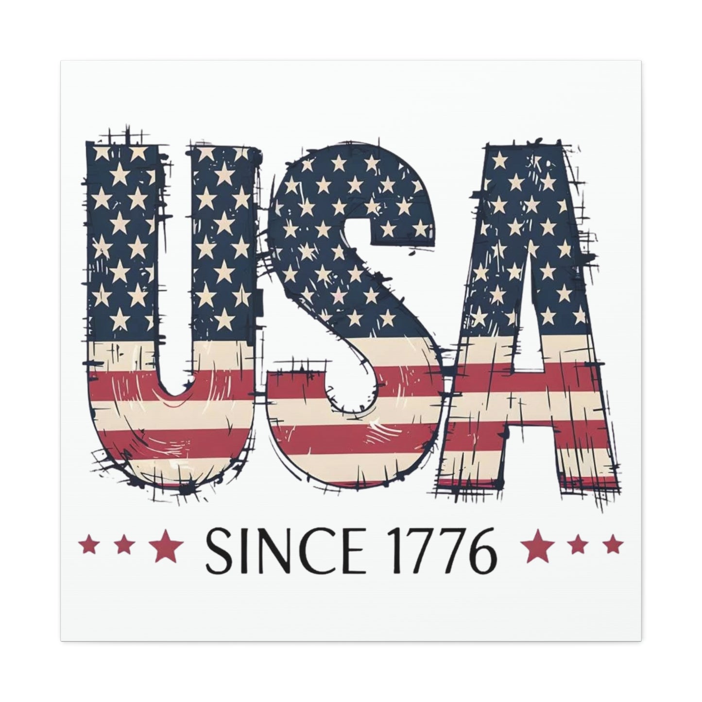 #250 USA Flag "USA Since 1776" Patriotic Matte Canvas Wall Art