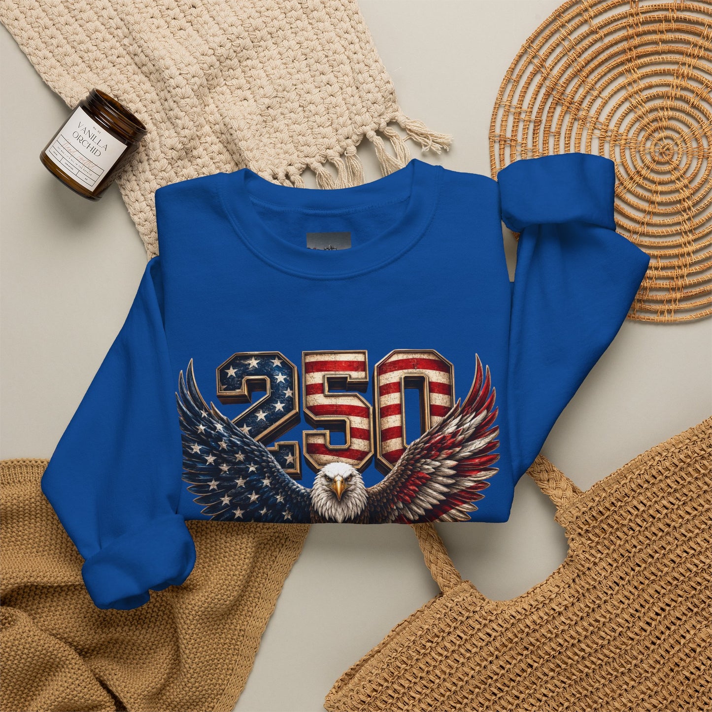 #250 250 Years of Freedom Eagle Patriotic American Flag Anniversary (1776–2026) Crewneck Sweatshirt