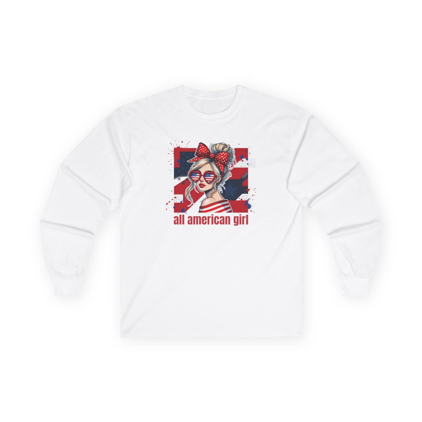 #250 All American Girl Patriotic Long Sleeve Tee