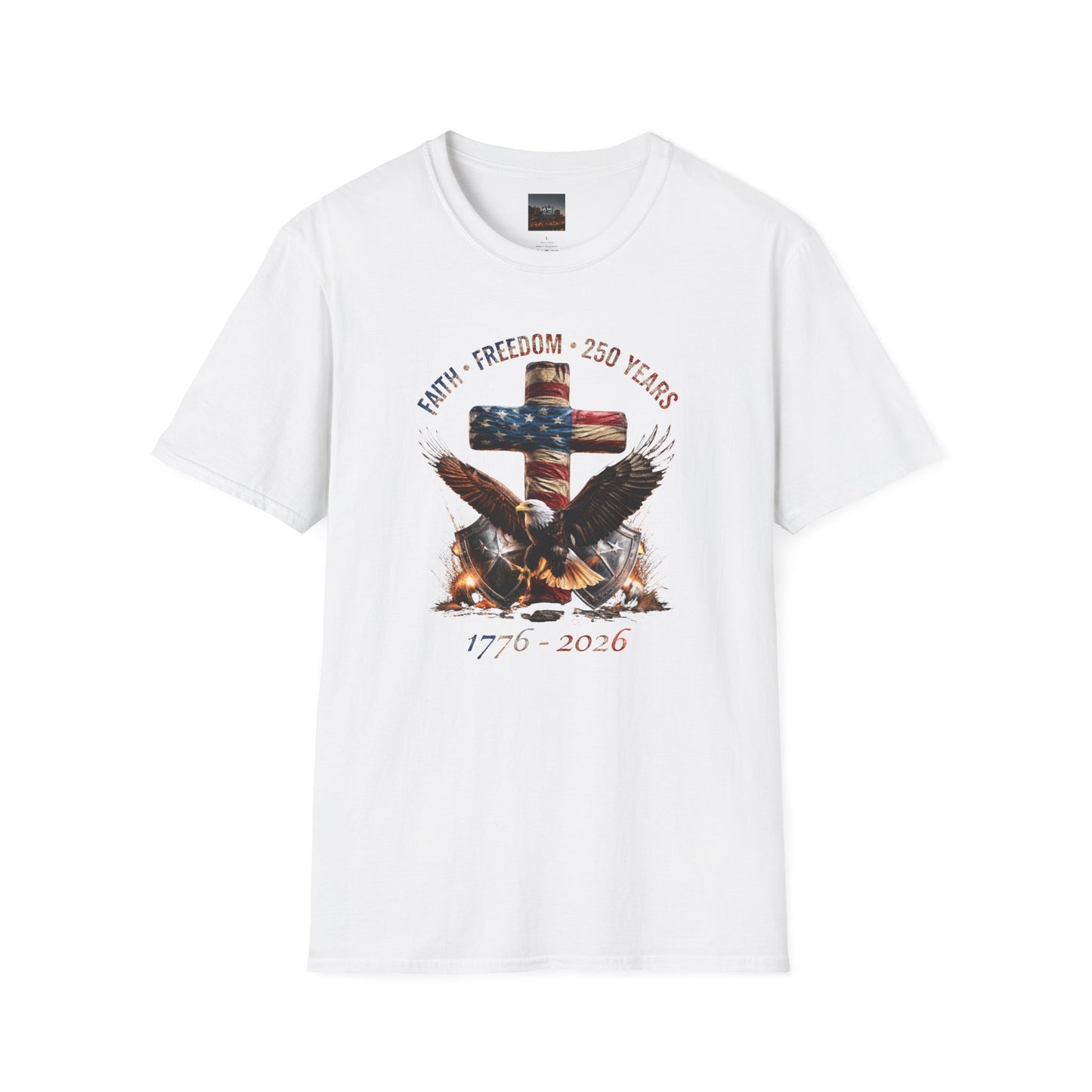#250 Faith • Freedom 250 Years American Flag Cross & Eagle 1776-2026 T-Shirt