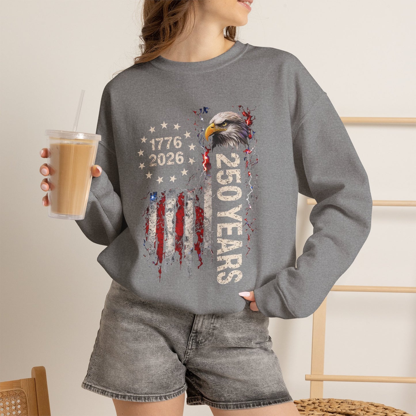 #250 1776-2026 250 Years USA Bicentennial Eagle Crewneck Sweatshirt