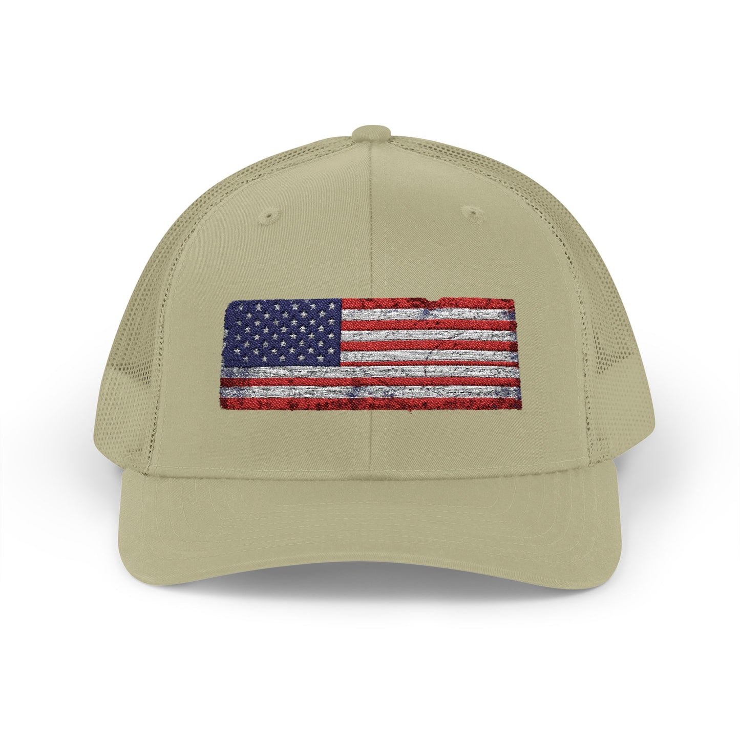 #250 Distressed American Flag Snapback Trucker Cap
