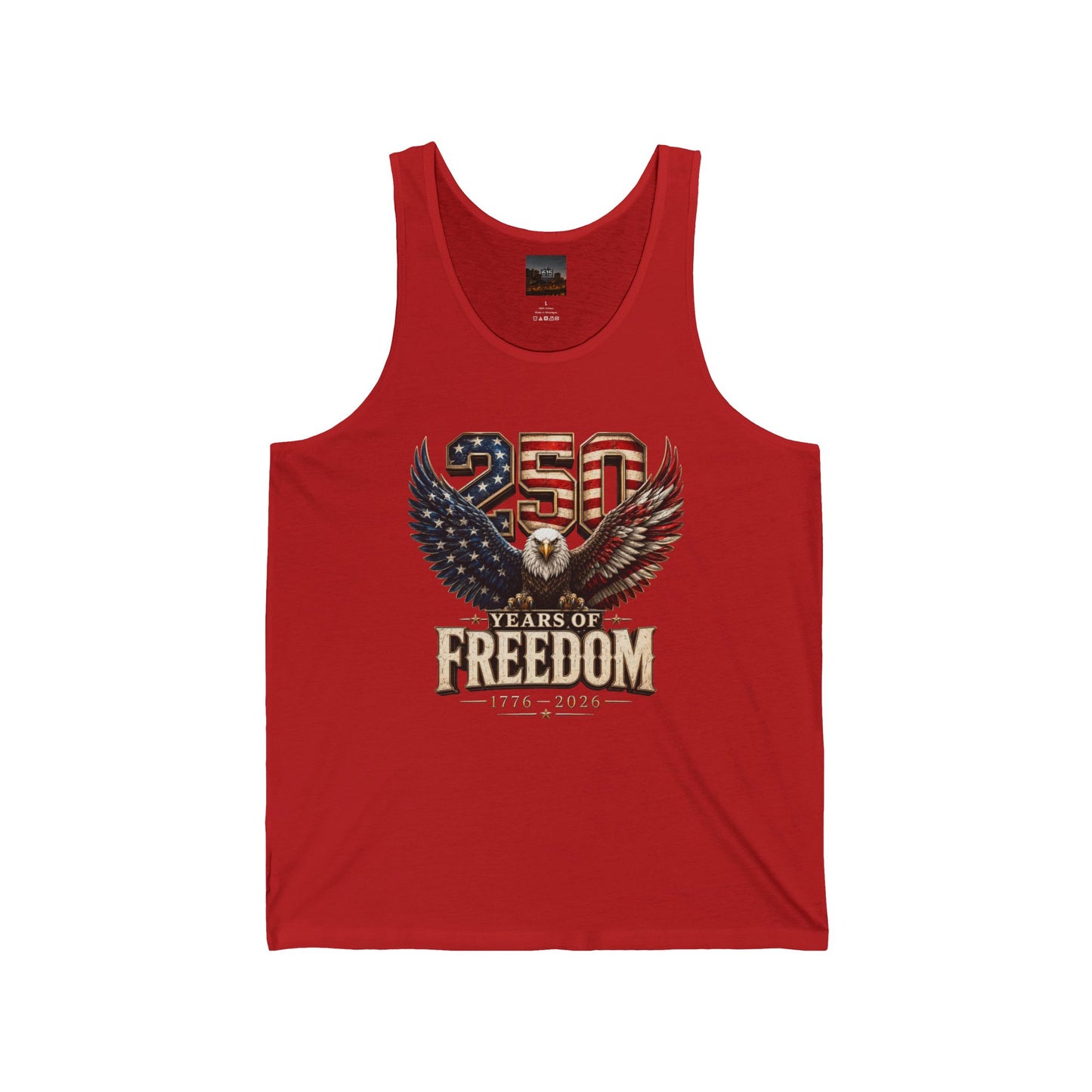 #250 250 Years of Freedom Eagle Patriotic American Flag Anniversary (1776–2026) Jersey Tank Top
