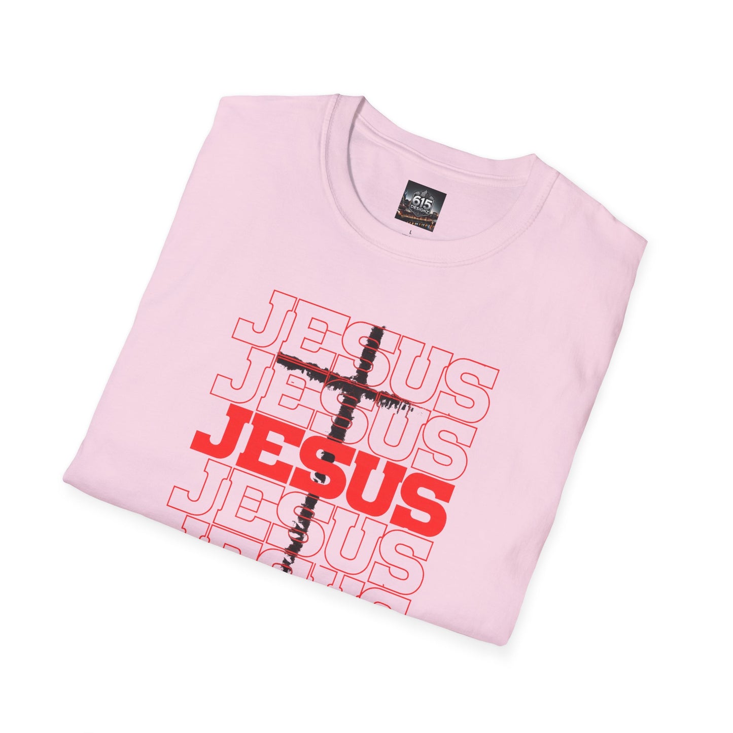 Jesus Cross Red Text Black Cross Graphic T-Shirt — Religious Faith Tee