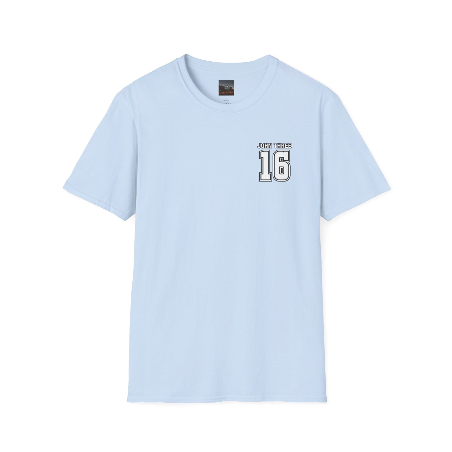 John Three 16 Chest and Back Jersey Print with Scripture Tee