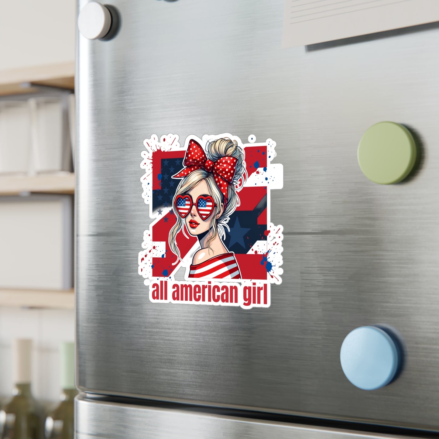 #250 All American Girl Patriotic Vinyl Sticker Kiss-Cut Decal (Fourth of July)