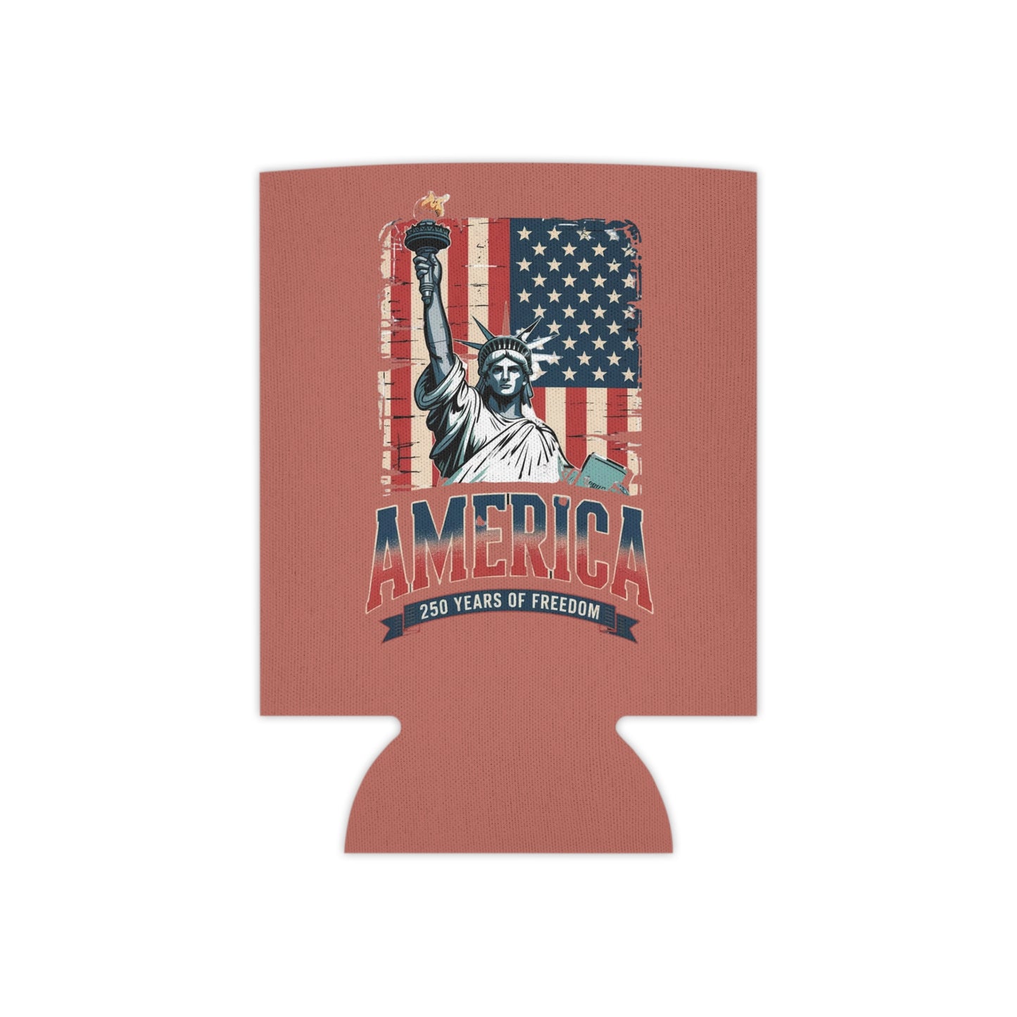#250 Statue of Liberty American Flag 'America' Patriotic Independence Day Can Cooler - Beverage Koozie