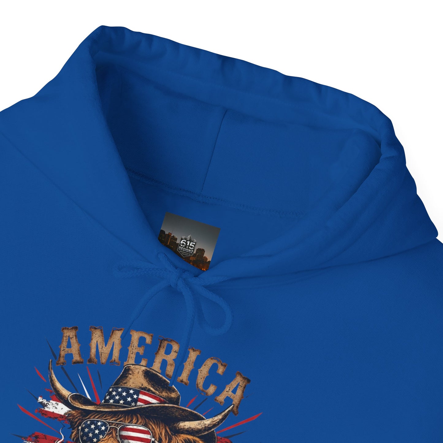 #250 America 250 Strong Patriotic Bull with American Flag Hoodie