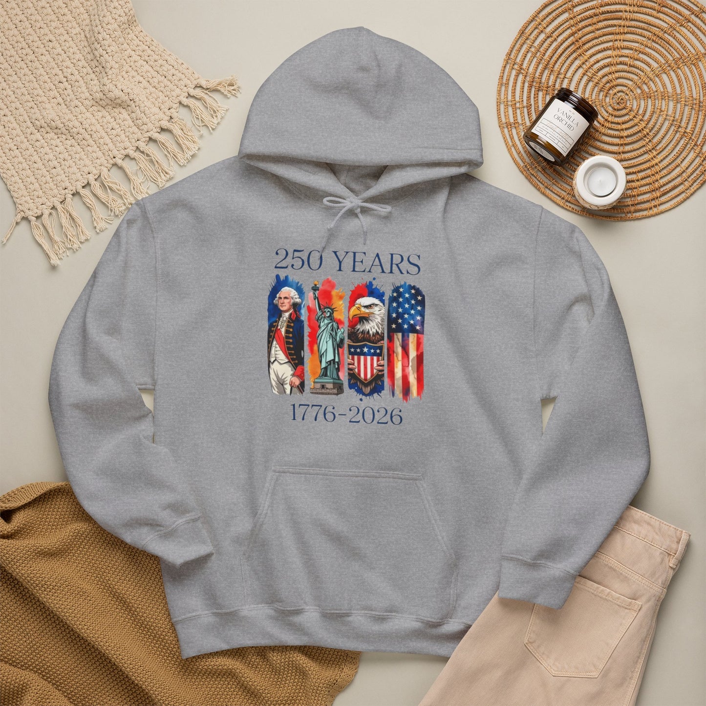 #250 250 Years American History Celebration 1776–2026 Patriotic Hoodie
