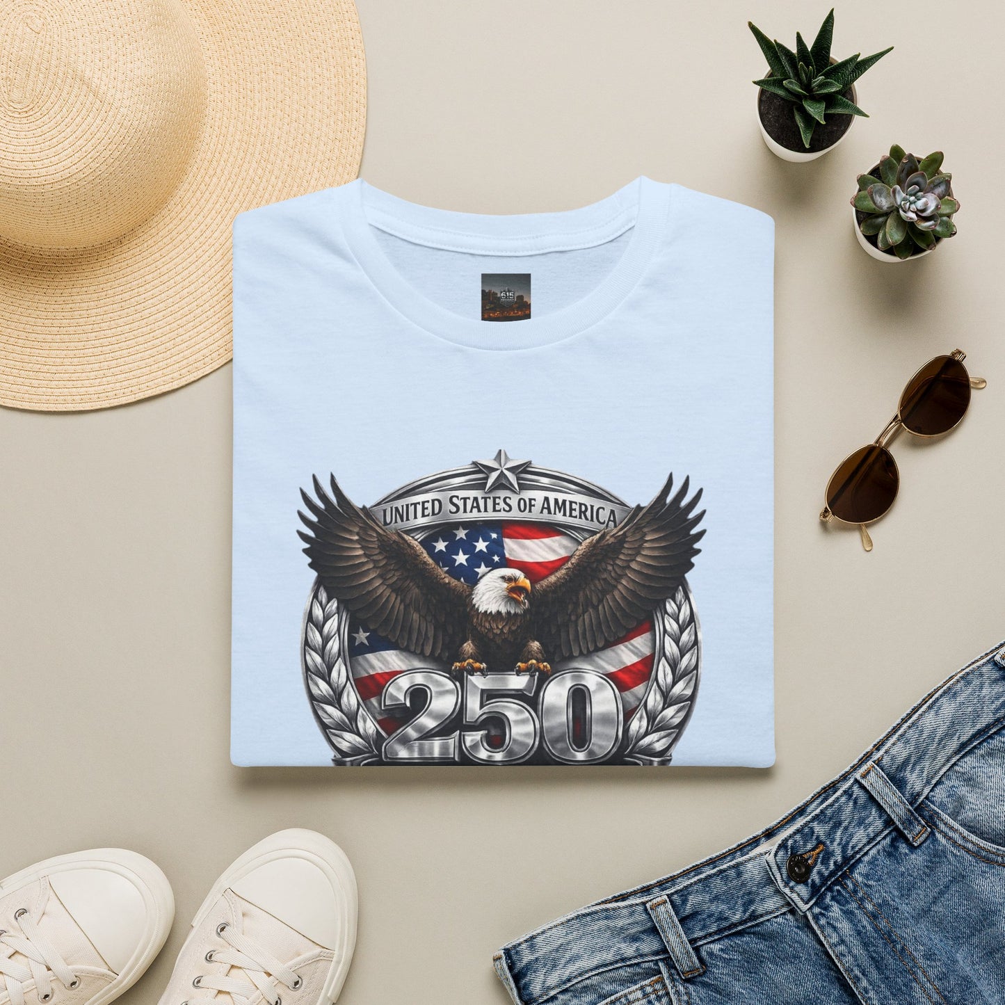 #250 Patriotic Bald Eagle 250 United States Emblem T-Shirt