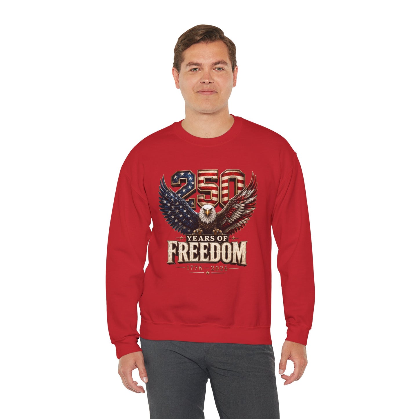 #250 250 Years of Freedom Eagle Patriotic American Flag Anniversary (1776–2026) Crewneck Sweatshirt