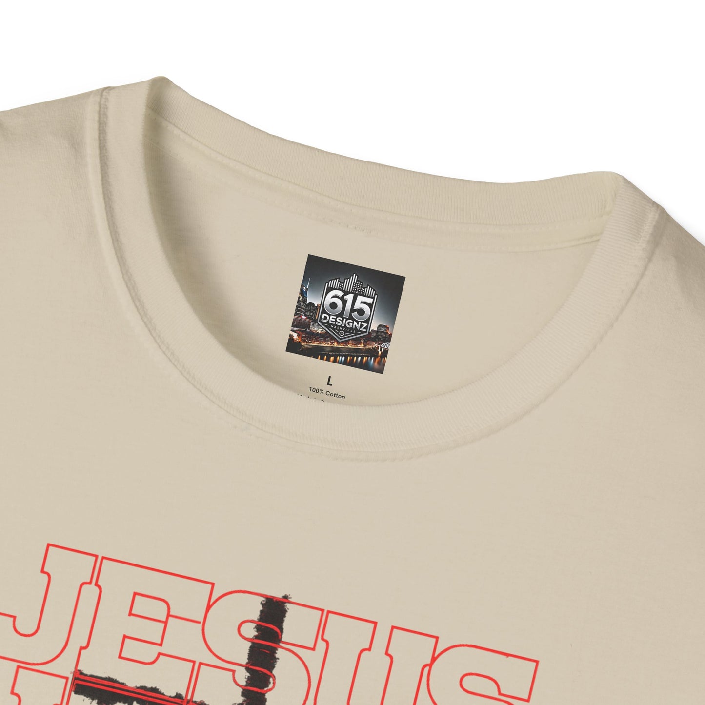 Jesus Cross Red Text Black Cross Graphic T-Shirt — Religious Faith Tee