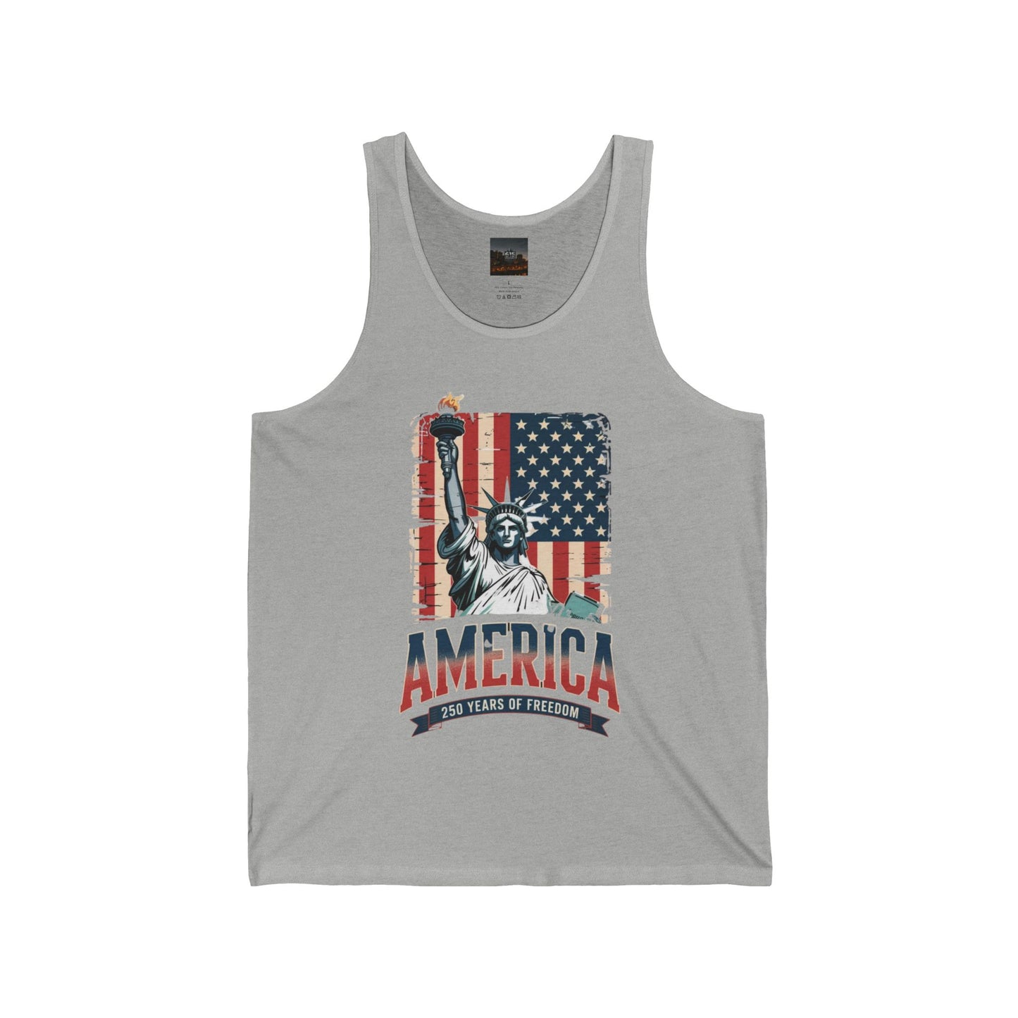 #250 Statue of Liberty American Flag 'America' Patriotic Independence Day Jersey Tank Top