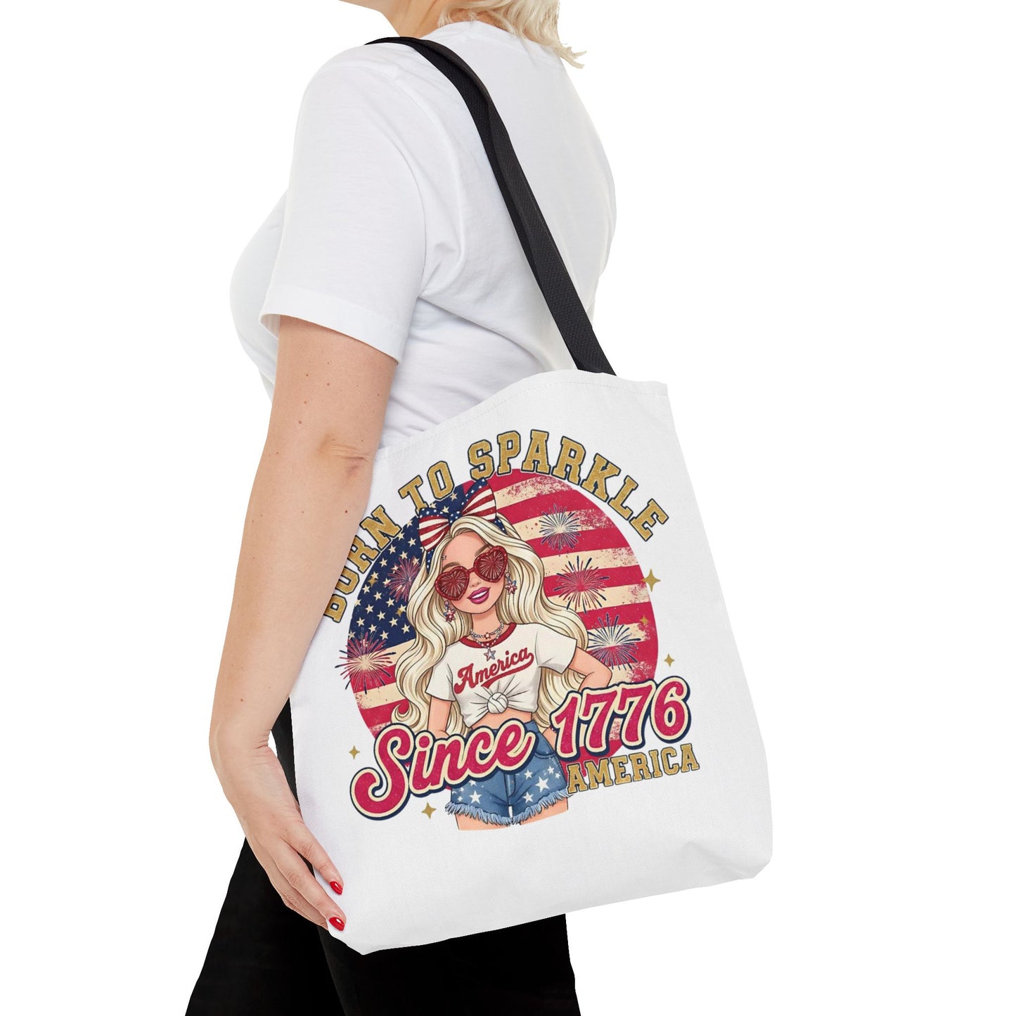 #250 "Born to Sparkle Since 1776" Patriotic Tote Bag