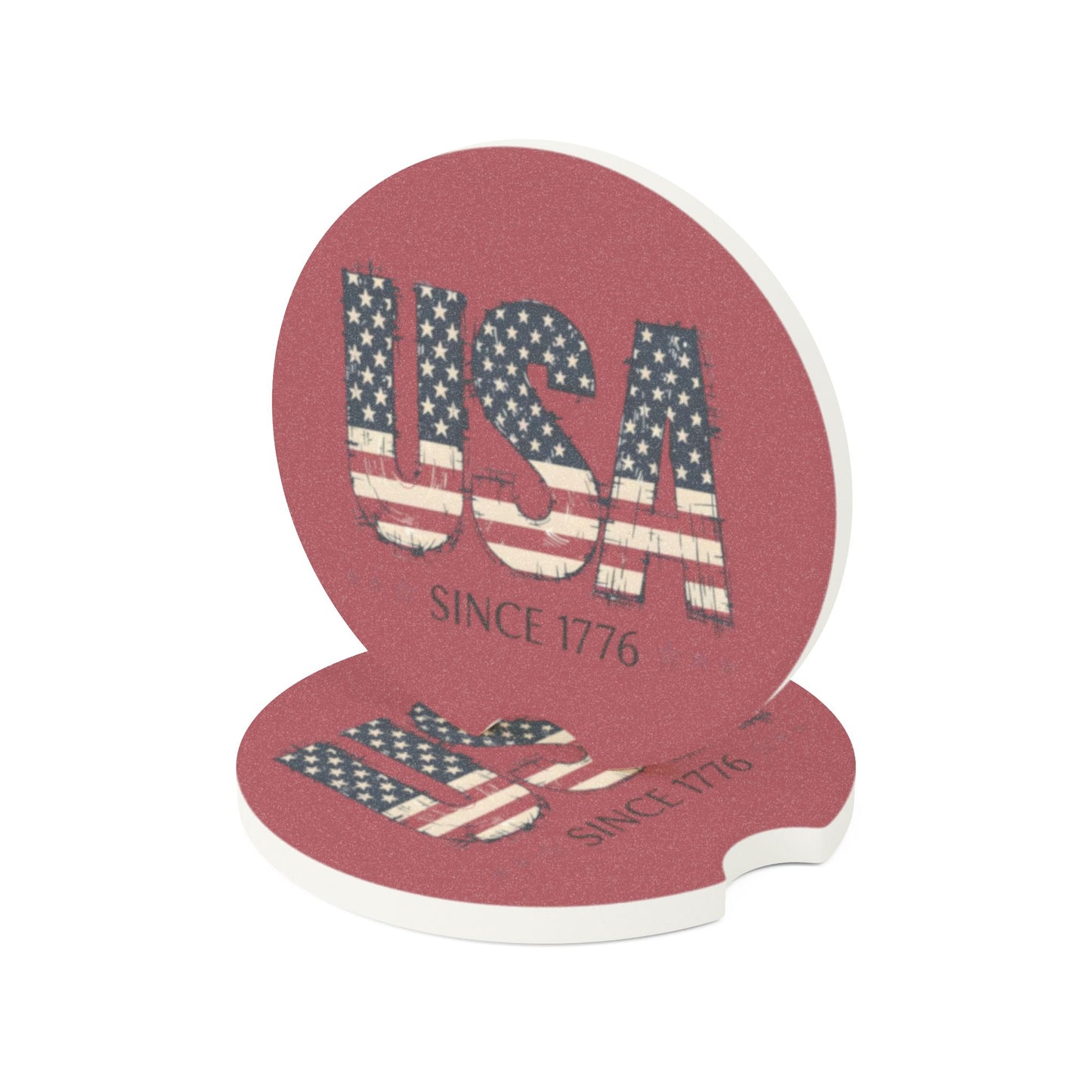 #250 USA Flag "USA Since 1776" Patriotic Car Coaster Insert