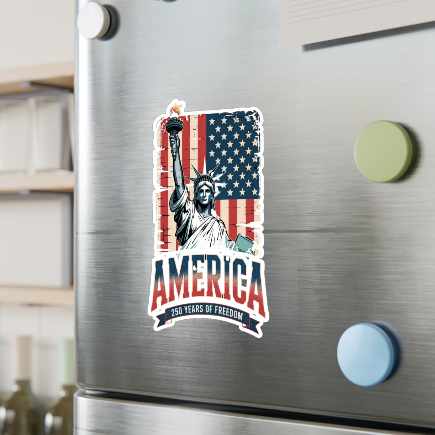#250 Statue of Liberty American Flag 'America' Patriotic Independence Day Vinyl Kiss-Cut Decal