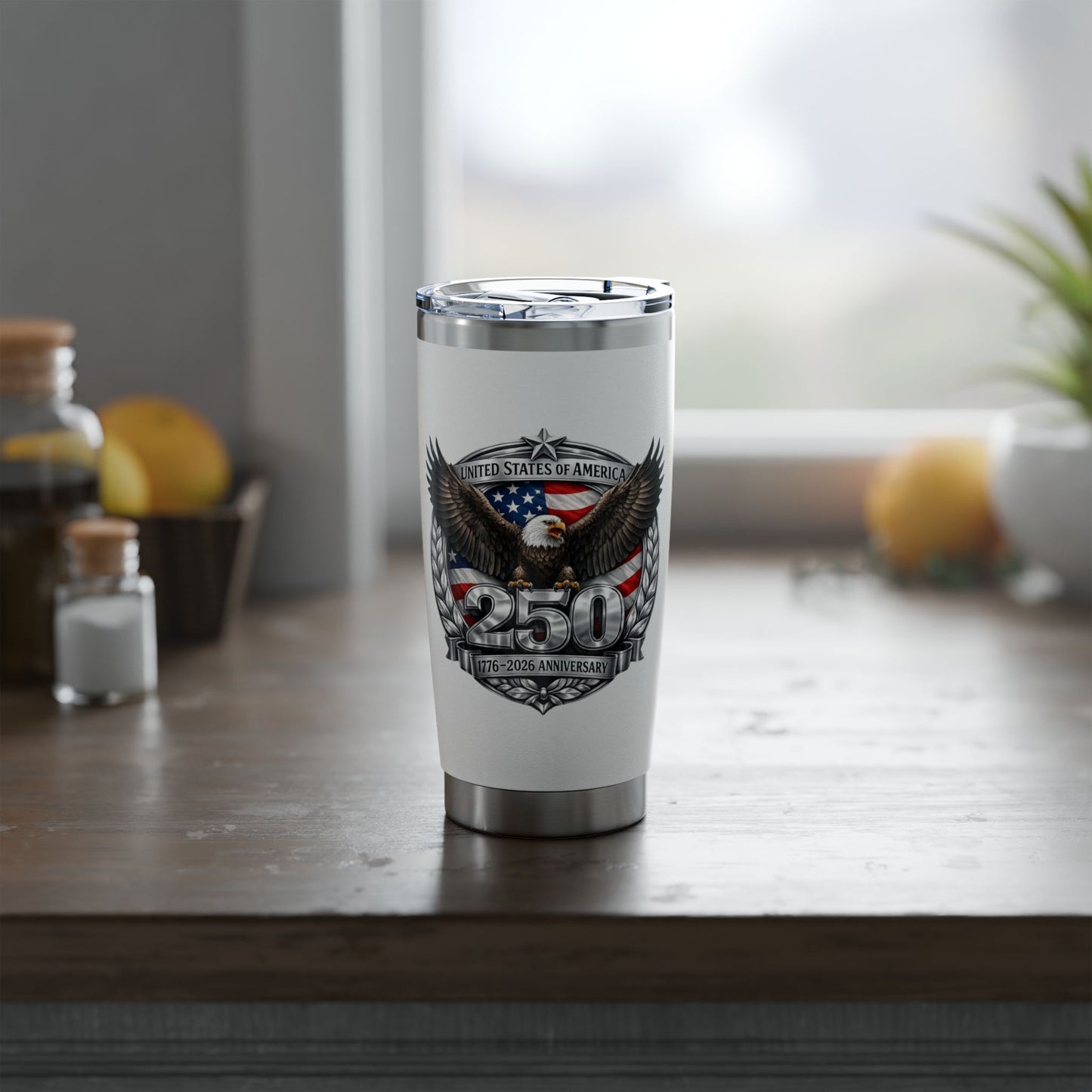 #250 Patriotic Bald Eagle 250 United States Emblem Vagabond 20oz Tumbler Stainless Travel Cup